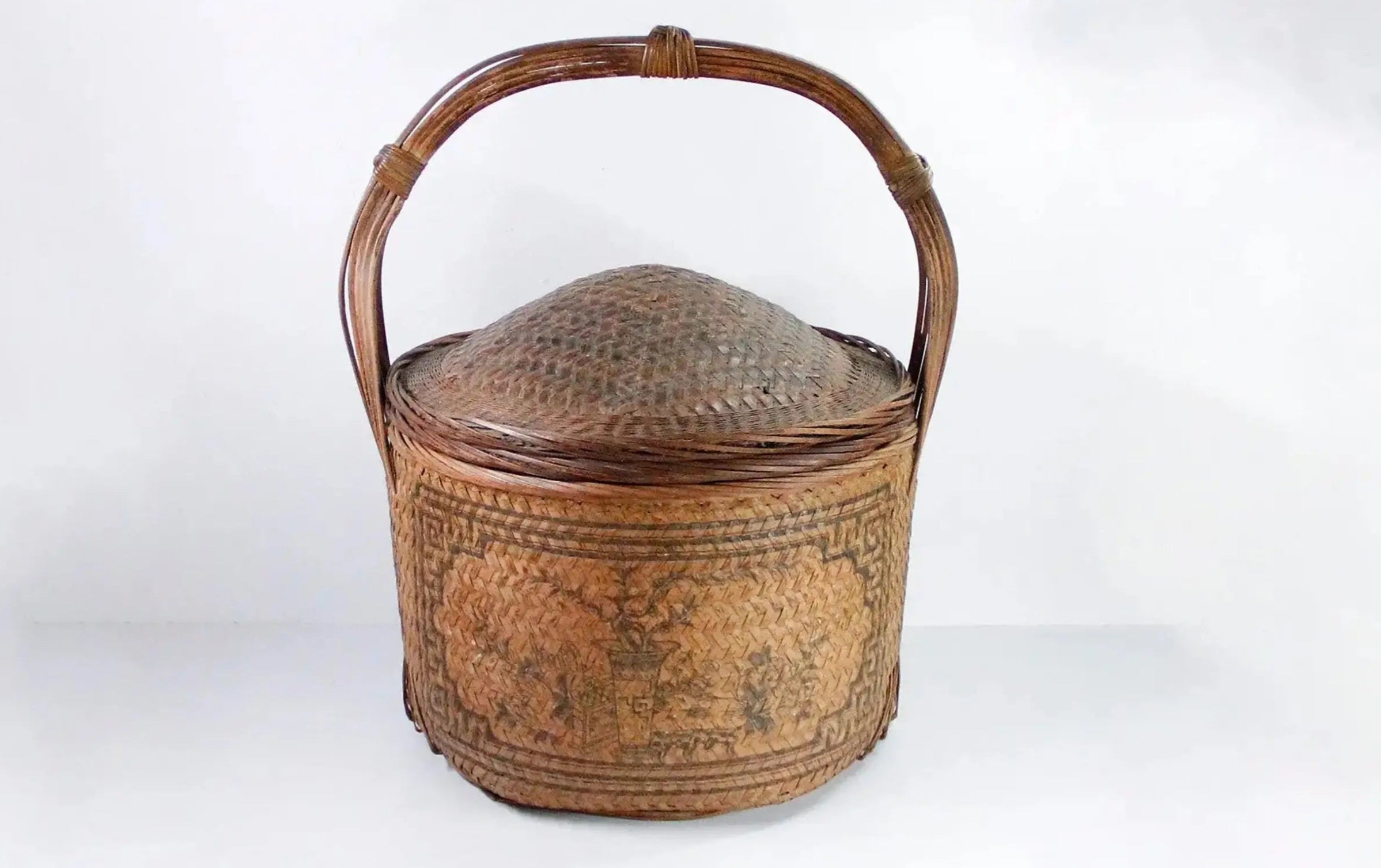 Chinese Wedding Basket - Antique Chinoiserie XL Hand Woven – Debra