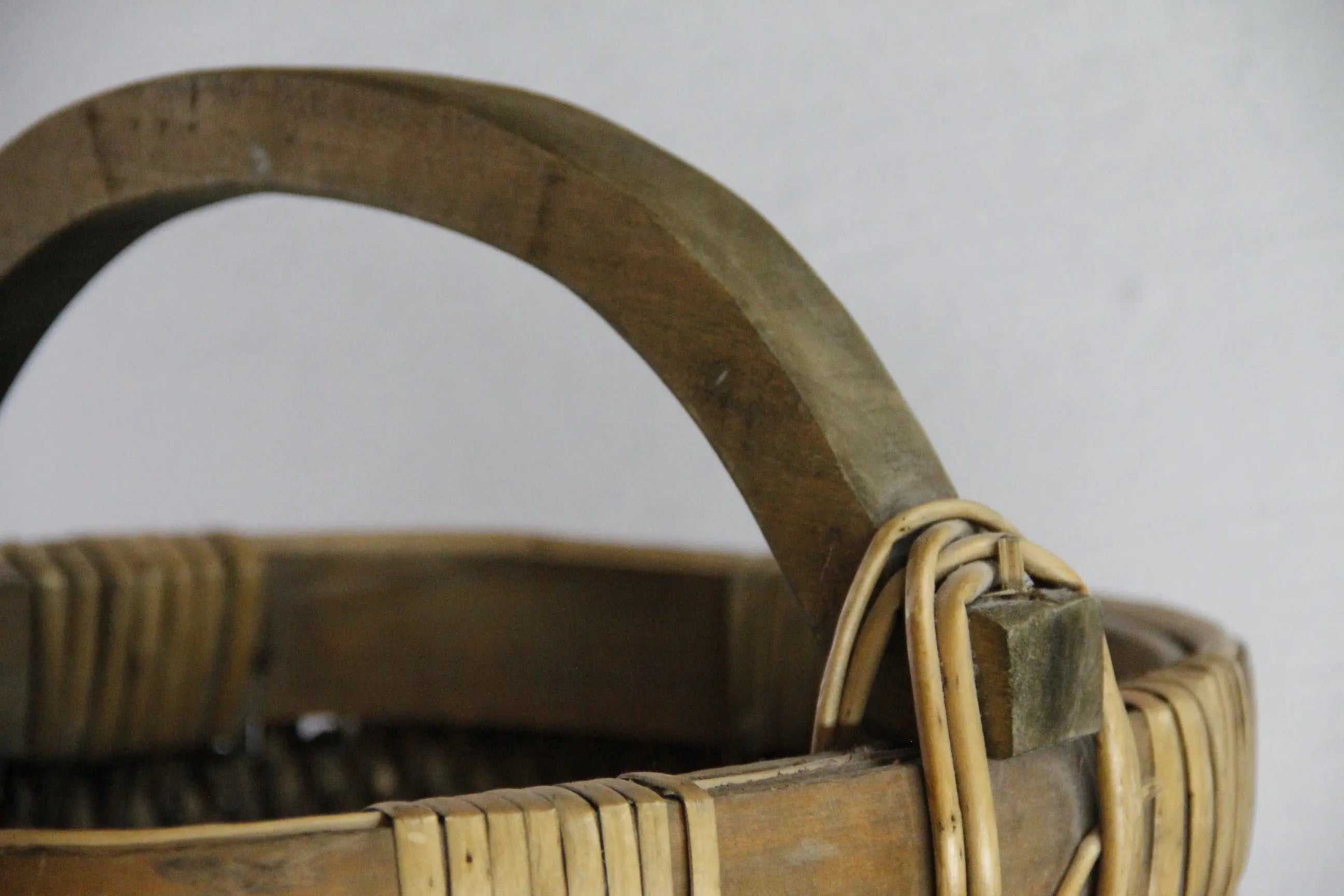 Antique Chinese Willow Basket | Hand Woven with Wood Handle  Debra Hall Lifestyle
