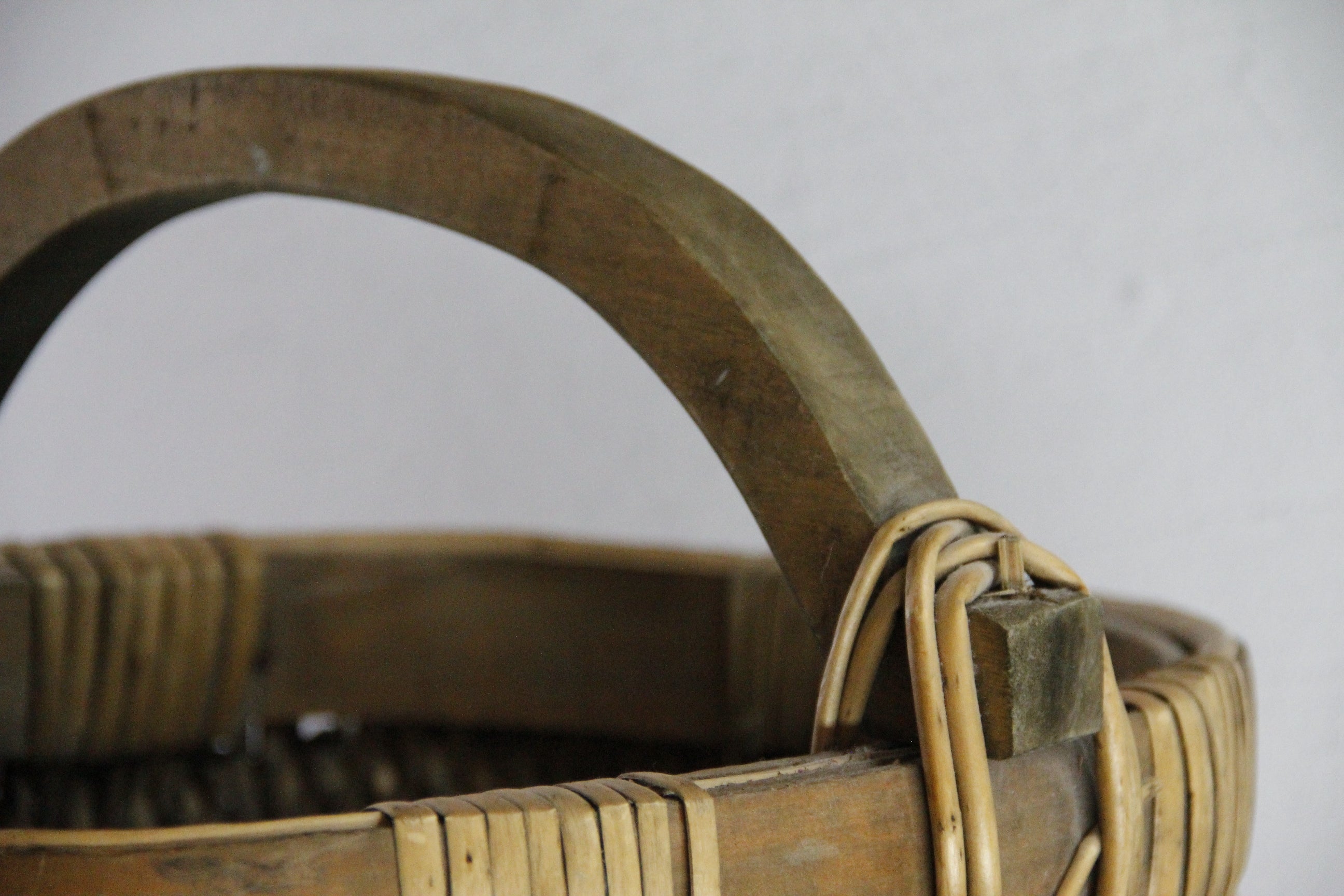 Antique Chinese Willow Basket | Hand Woven with Wood Handle  Debra Hall Lifestyle