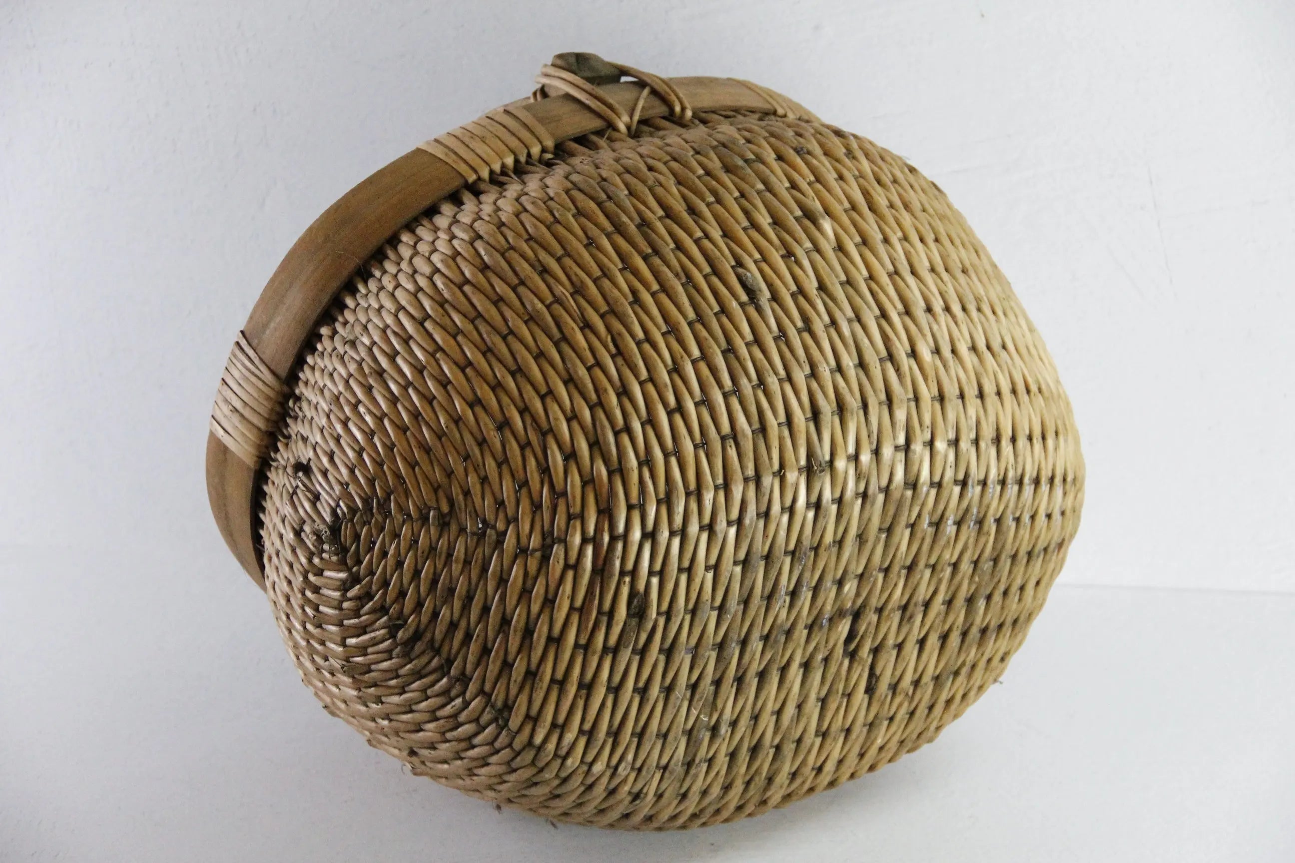Antique Chinese Willow Basket | Hand Woven with Wood Handle  Debra Hall Lifestyle