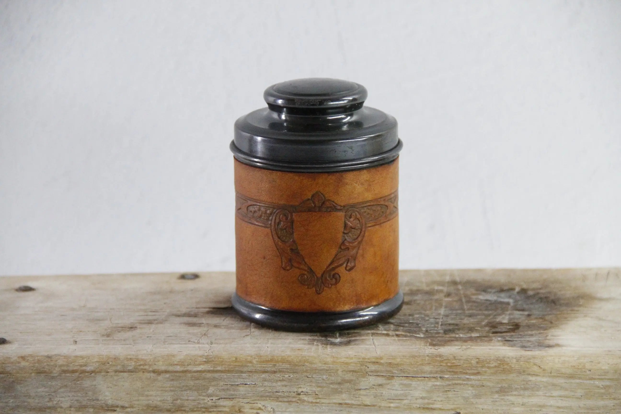 Antique Copper Humidor Cedar Lined / Leather Embossed  Debra Hall Lifestyle