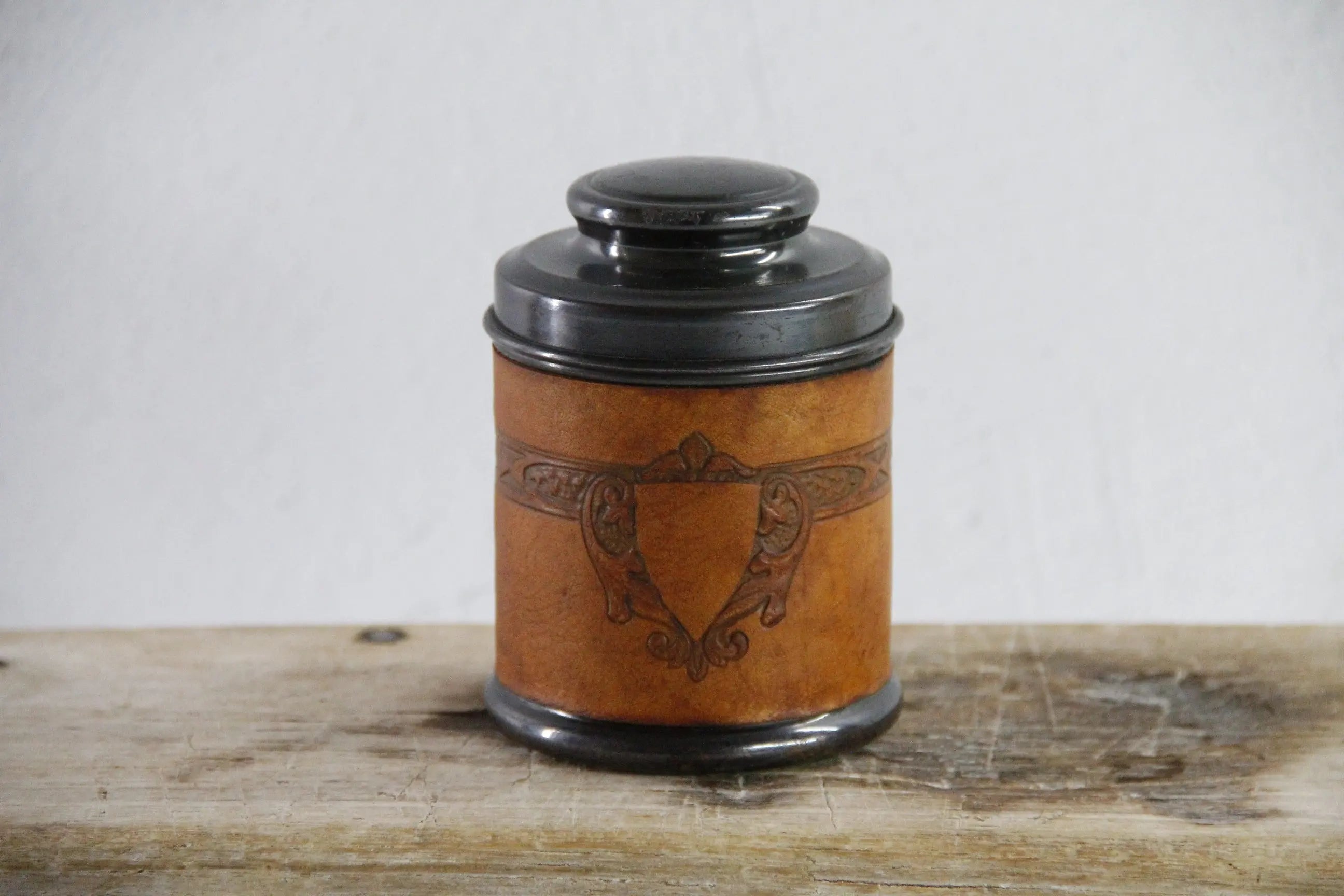 Antique Copper Humidor Cedar Lined / Leather Embossed  Debra Hall Lifestyle