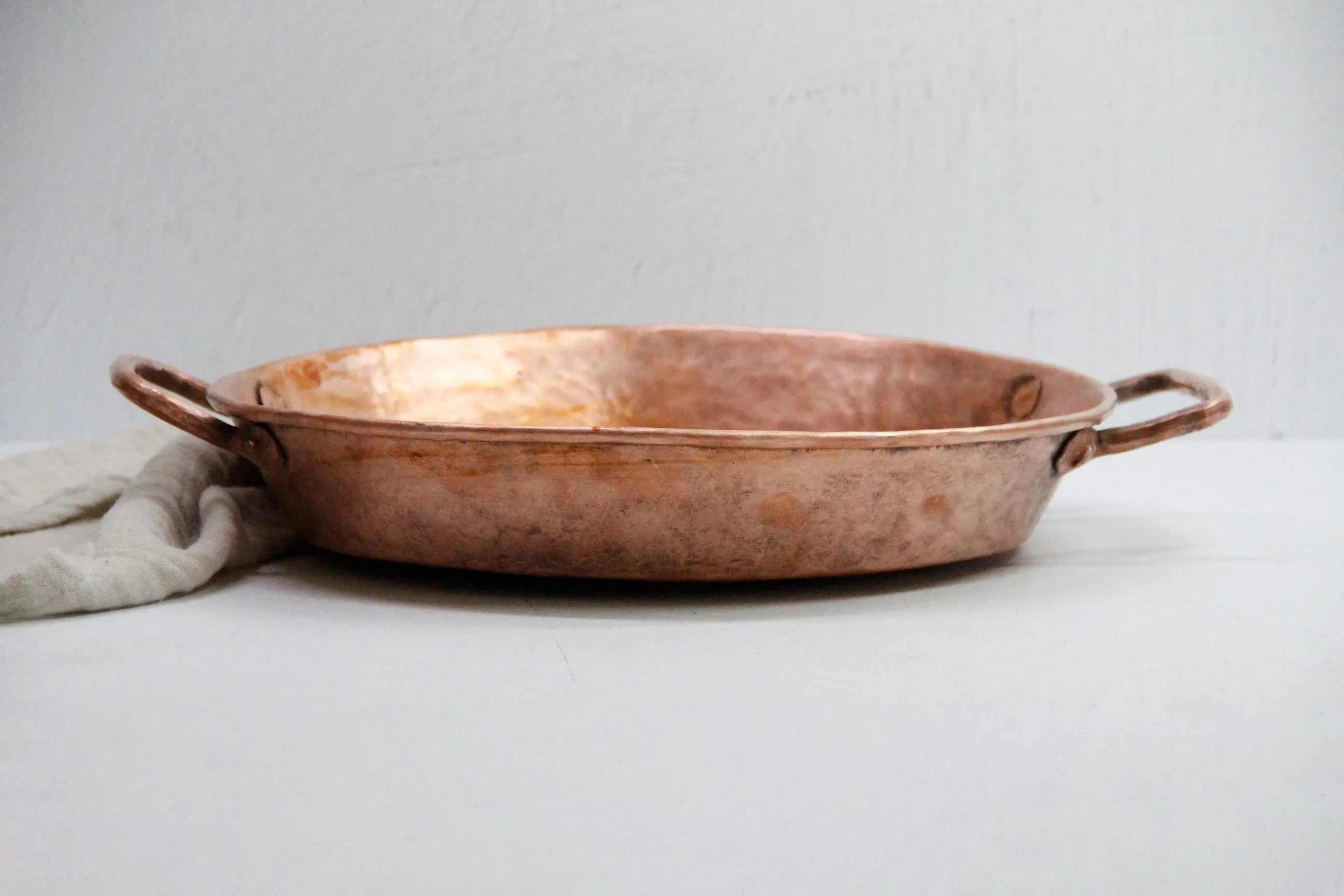 Antique Copper Pan | Hammered Two Handles Cookware  Debra Hall Lifestyle