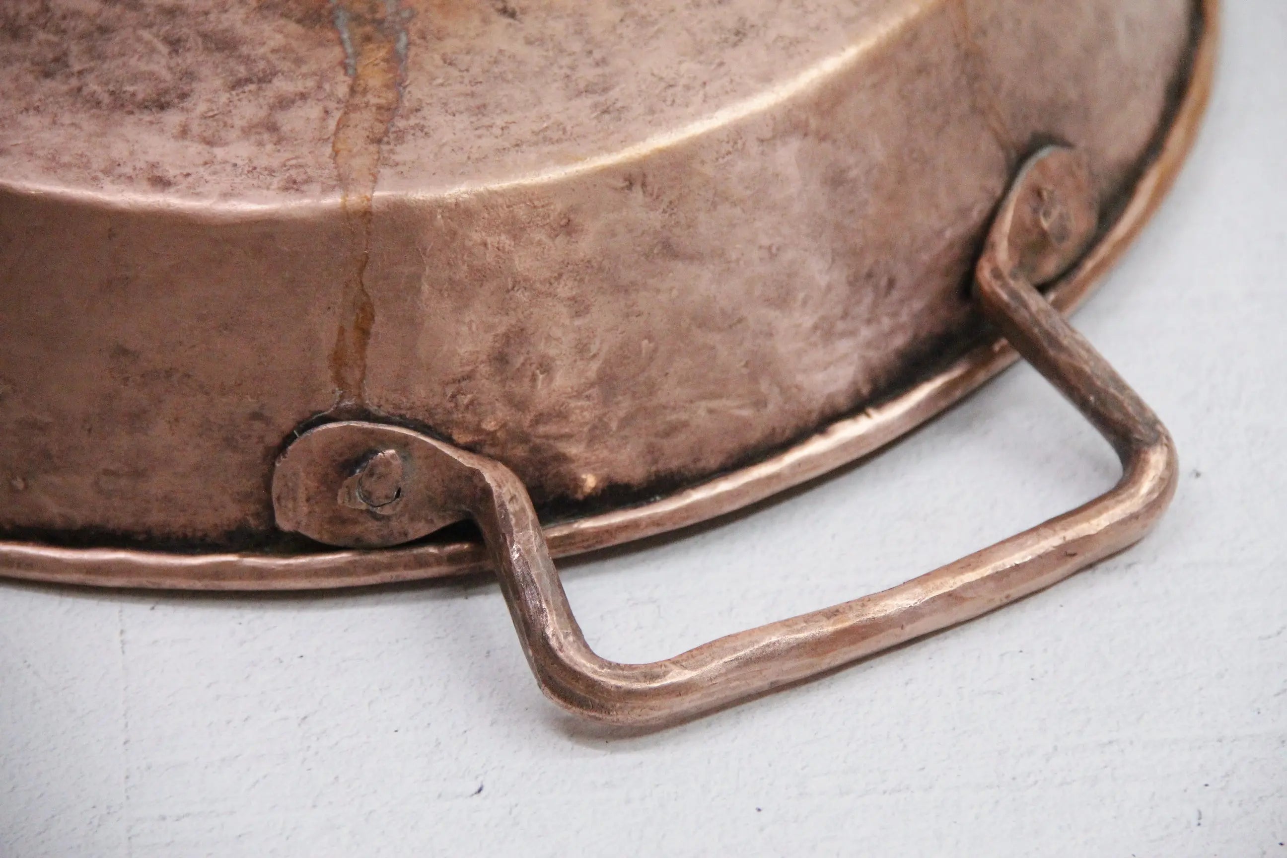 Antique Copper Pan | Hammered Two Handles Cookware  Debra Hall Lifestyle