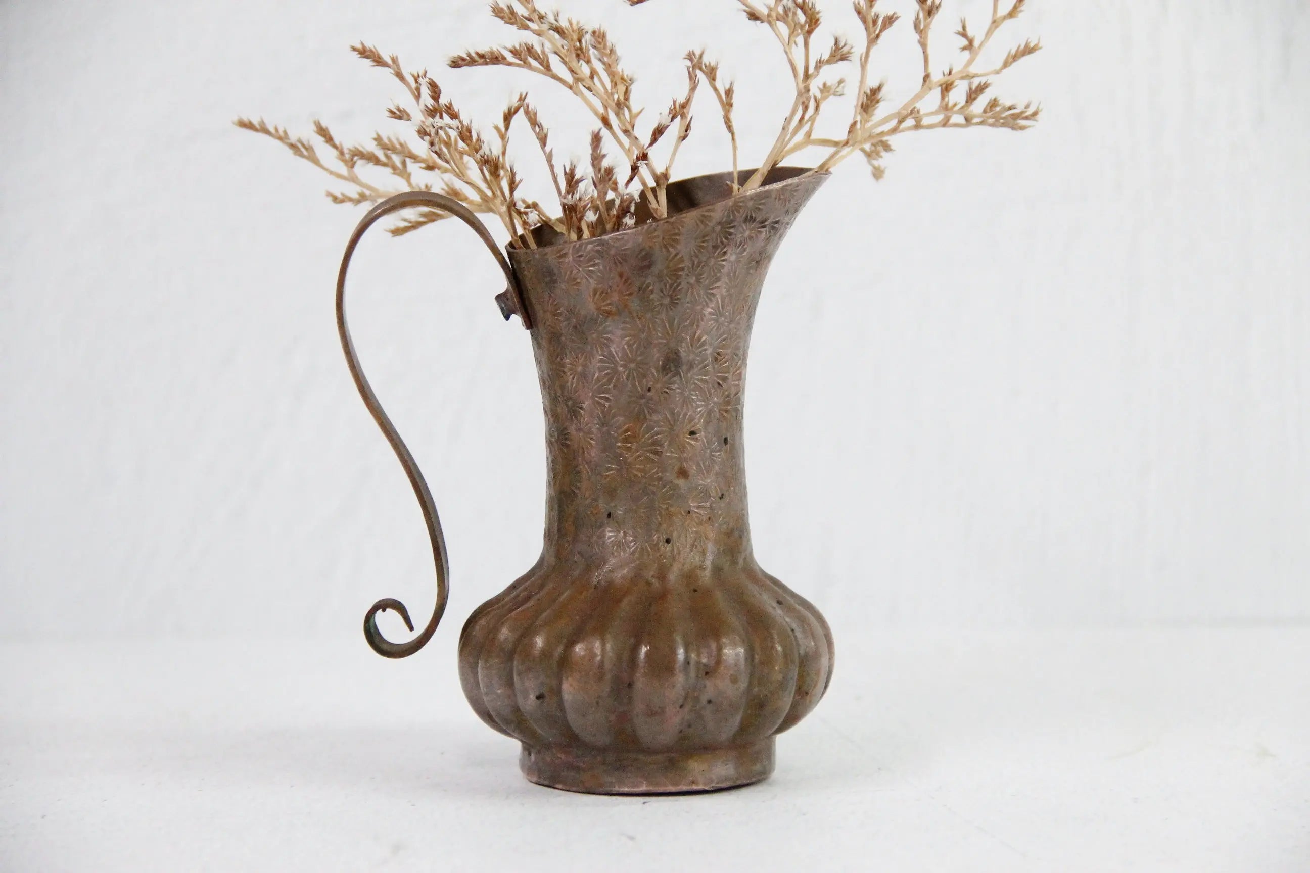 Antique Copper Pitcher | Etched Hand Hammered Heavy Copper  Debra Hall Lifestyle