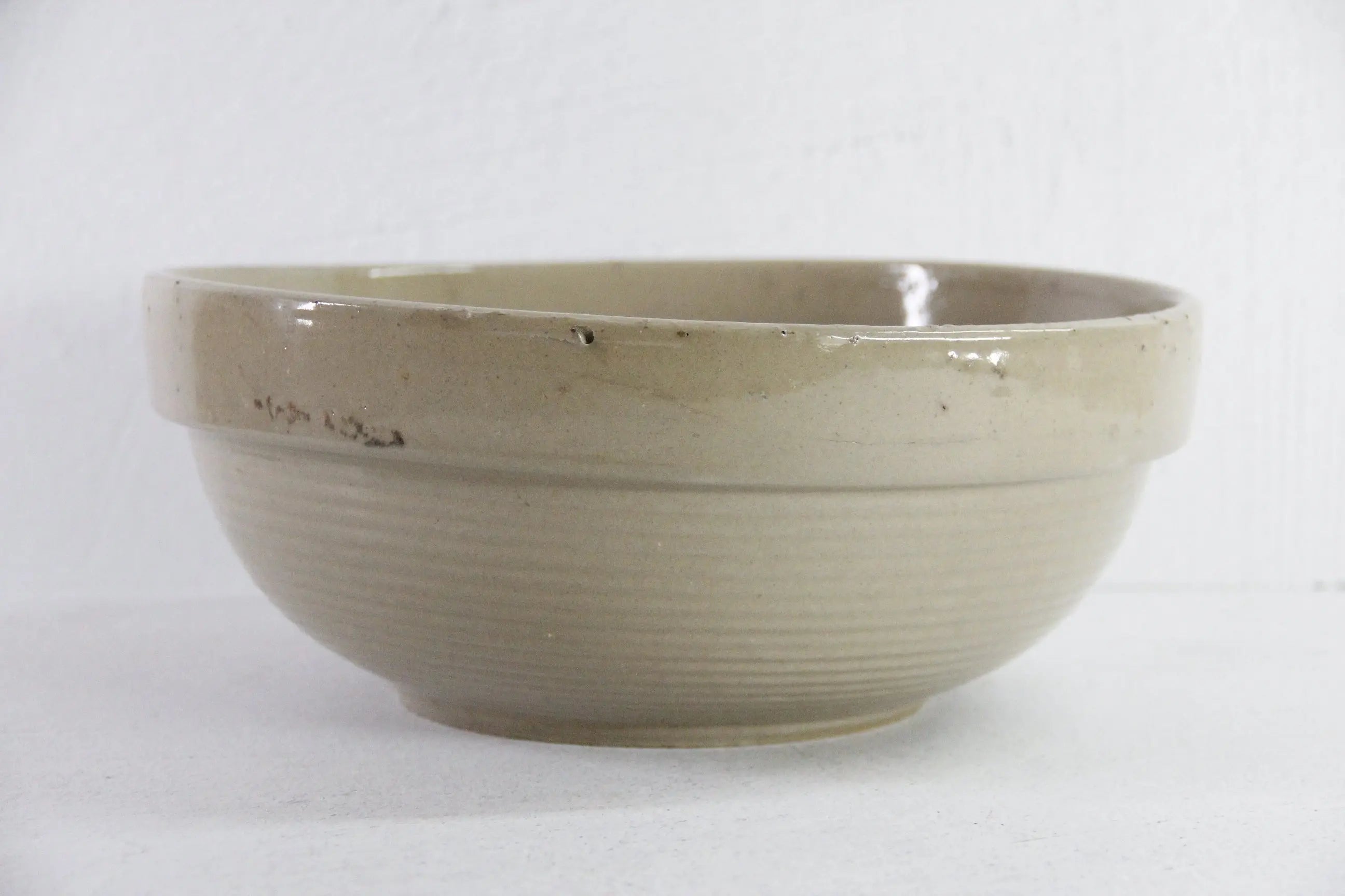Antique Crock Bowl | Light Stoneware Mixing Dough  Debra Hall Lifestyle