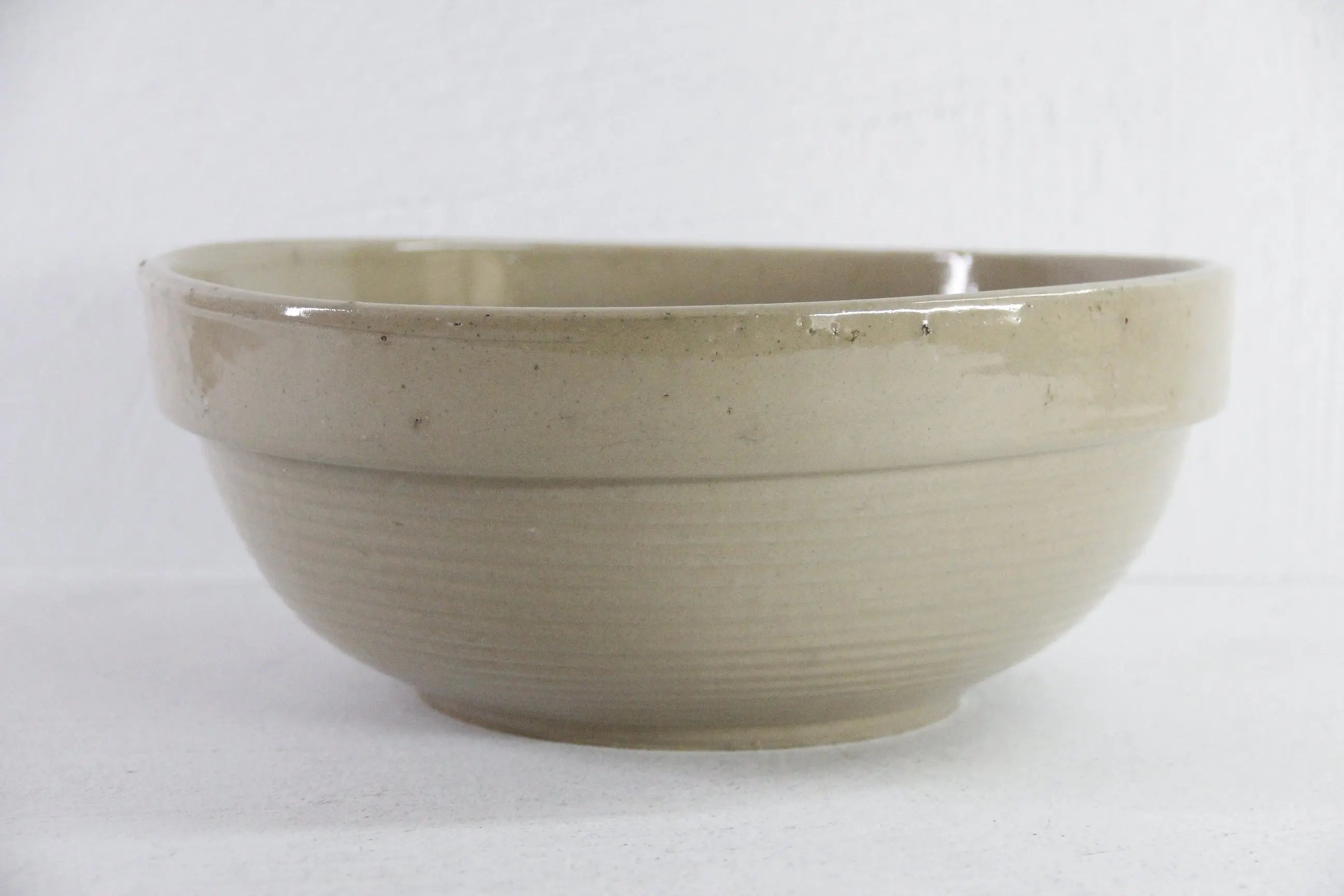 Antique Crock Bowl | Light Stoneware Mixing Dough  Debra Hall Lifestyle