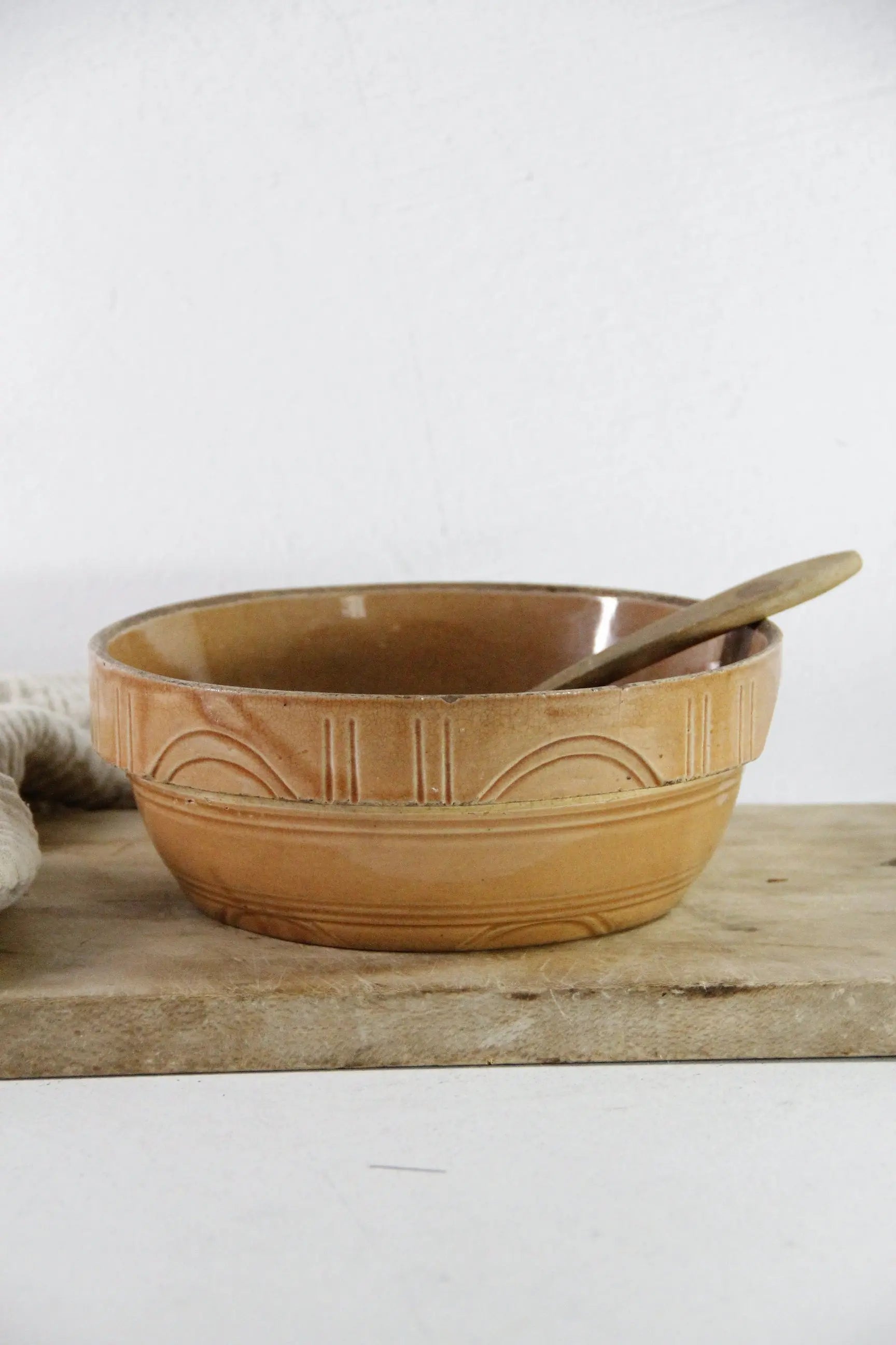 Antique Crock Bowl | Pumpkin Stoneware Mixing Bowl  Debra Hall Lifestyle