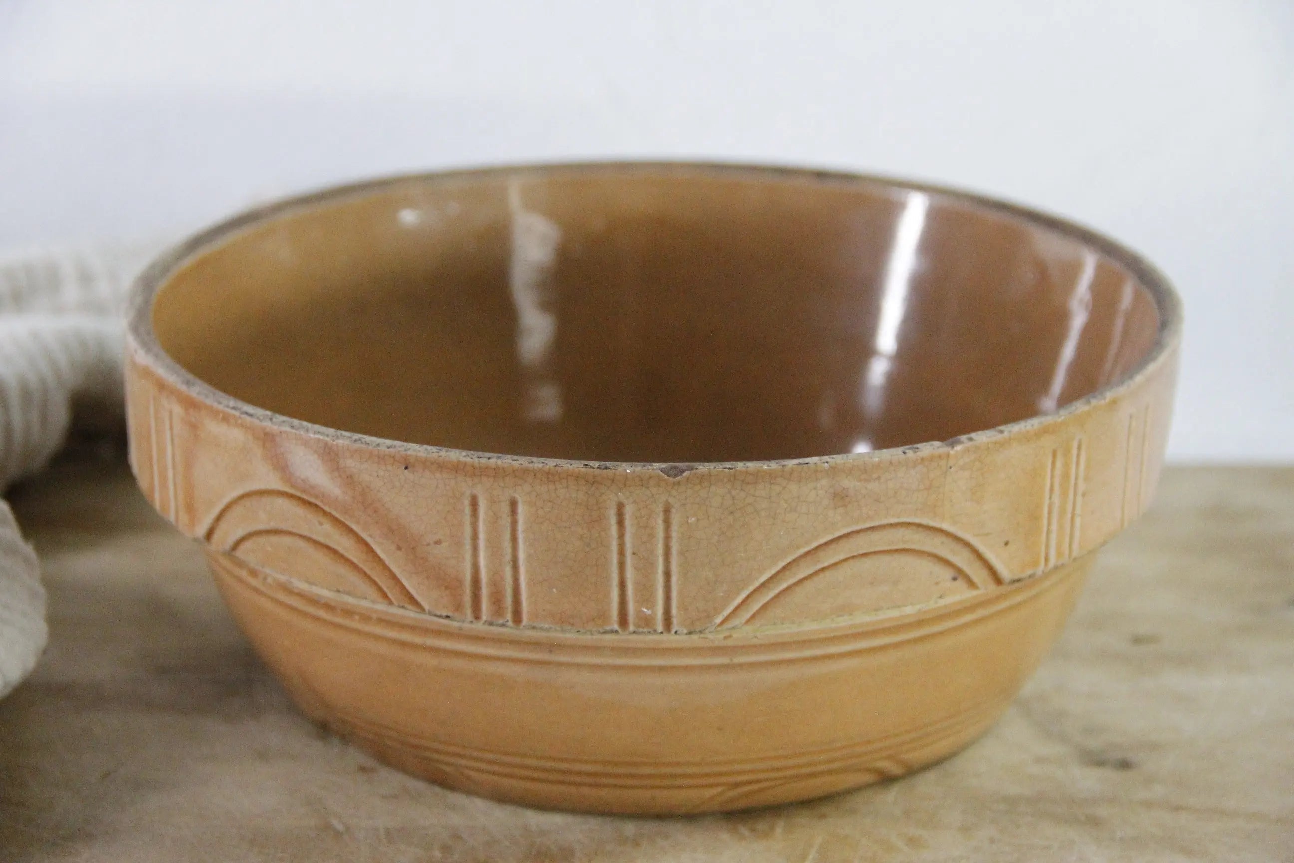 Antique Crock Bowl | Pumpkin Stoneware Mixing Bowl  Debra Hall Lifestyle