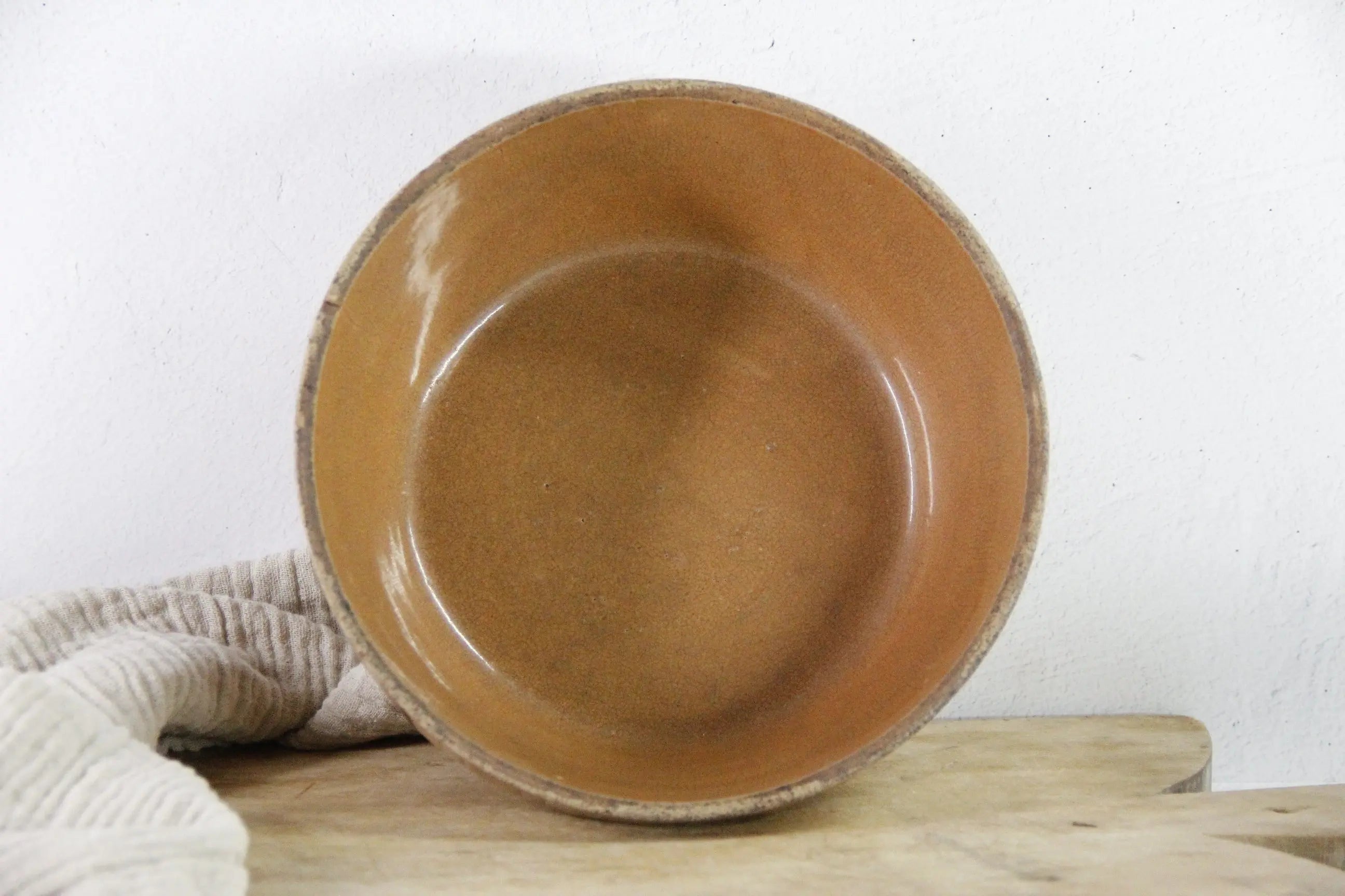 Antique Crock Bowl | Pumpkin Stoneware Mixing Bowl  Debra Hall Lifestyle
