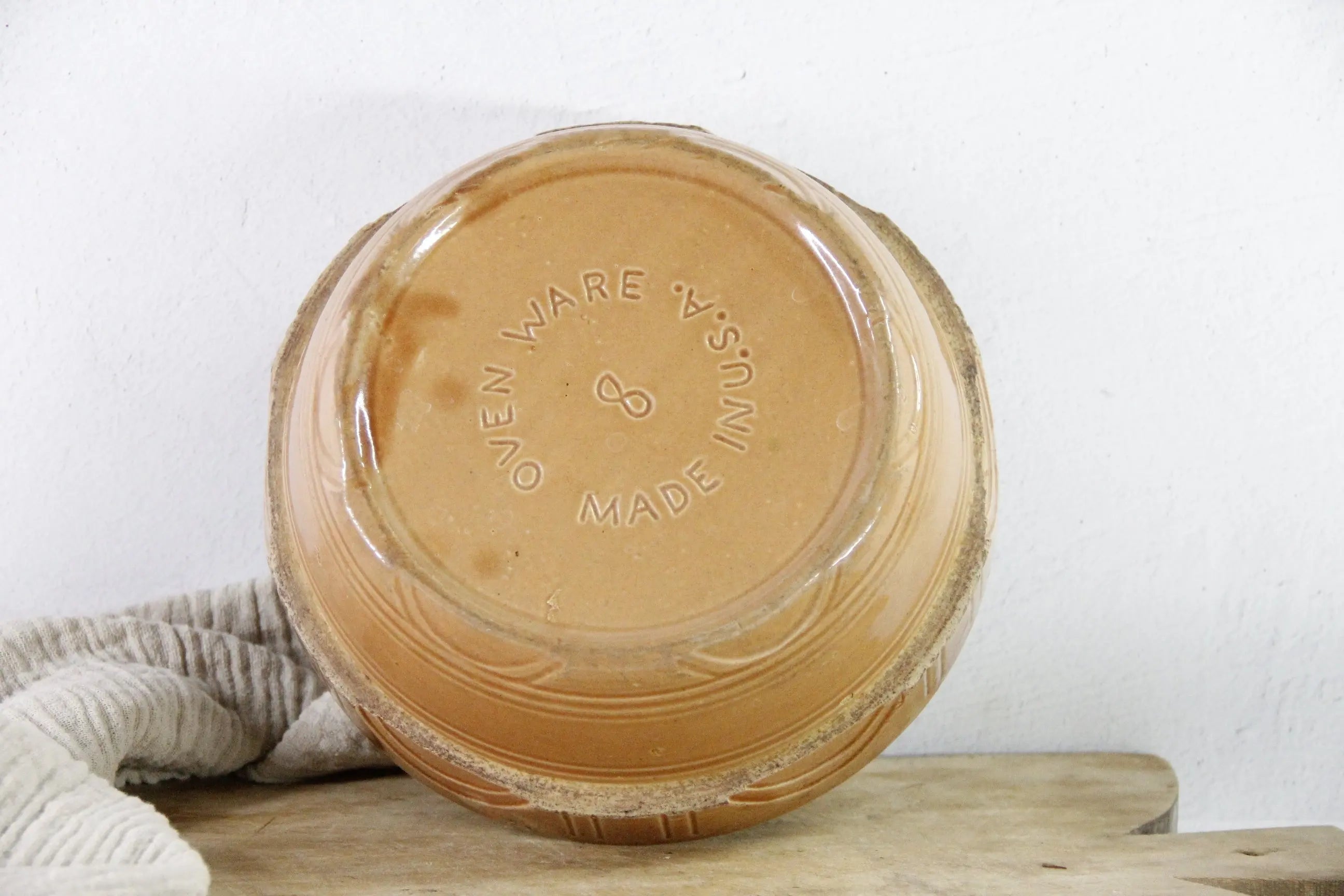 Antique Crock Bowl | Pumpkin Stoneware Mixing Bowl  Debra Hall Lifestyle