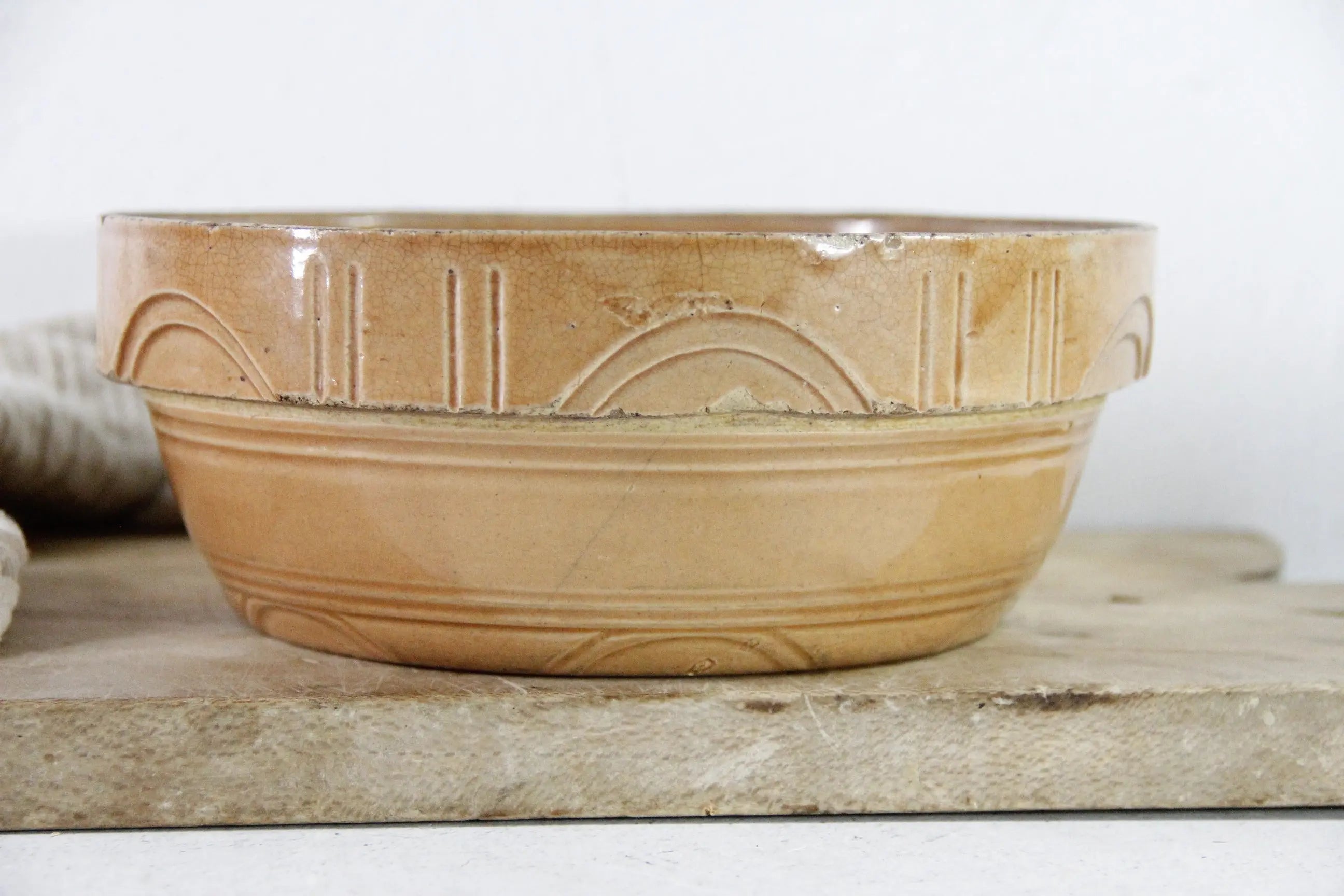 Antique Crock Bowl | Pumpkin Stoneware Mixing Bowl  Debra Hall Lifestyle