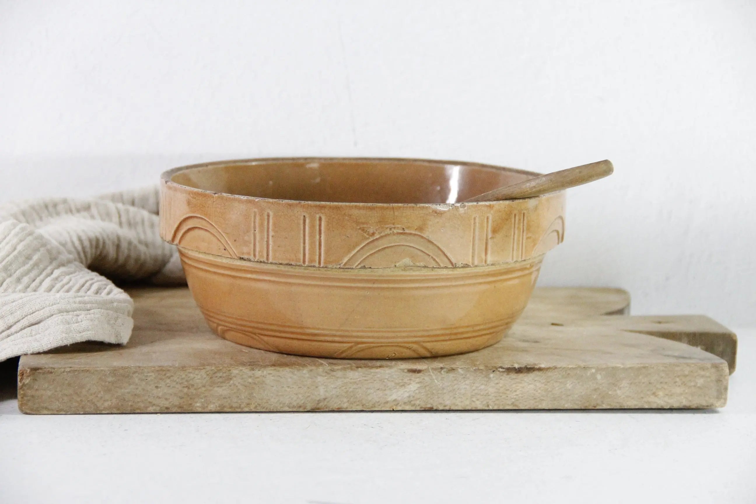 Antique Crock Bowl | Pumpkin Stoneware Mixing Bowl  Debra Hall Lifestyle