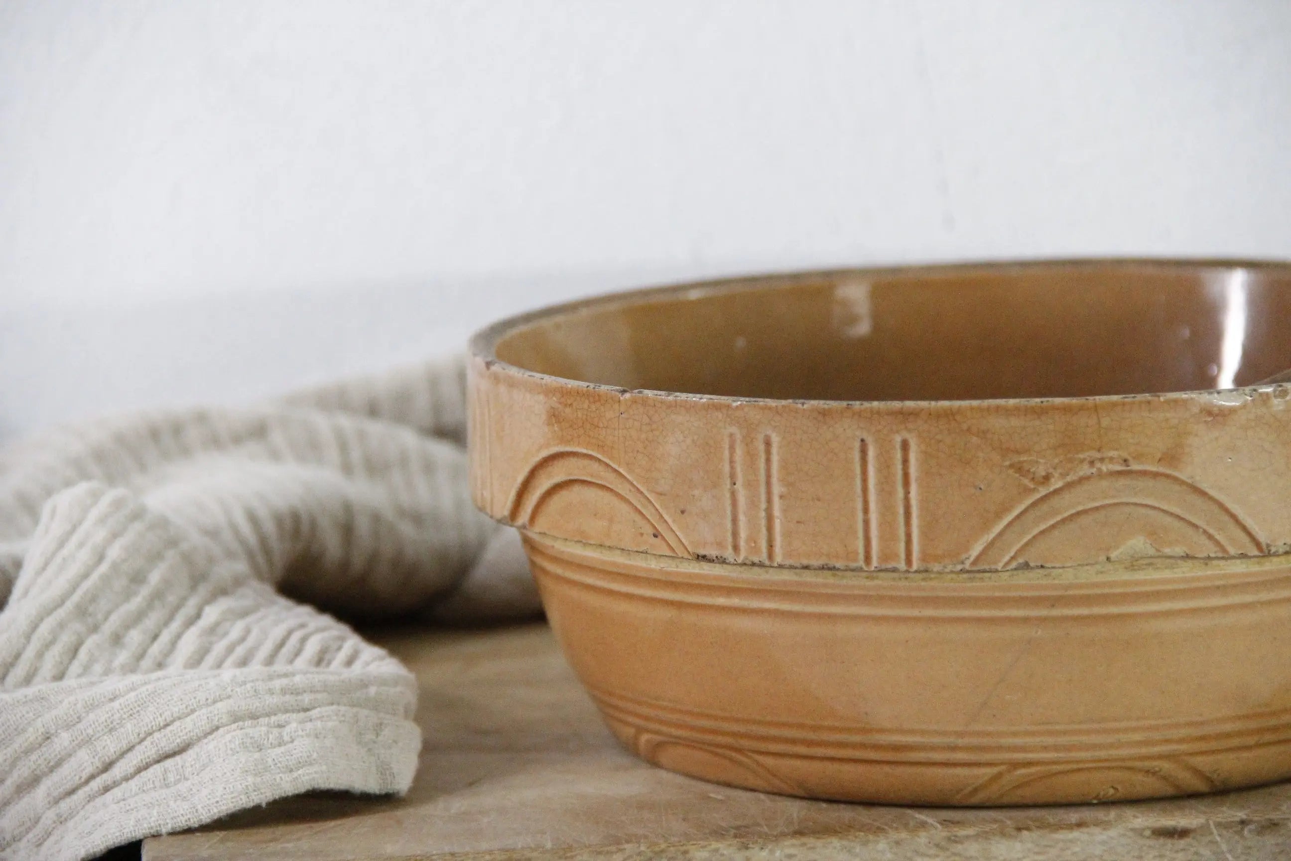 Antique Crock Bowl | Pumpkin Stoneware Mixing Bowl  Debra Hall Lifestyle