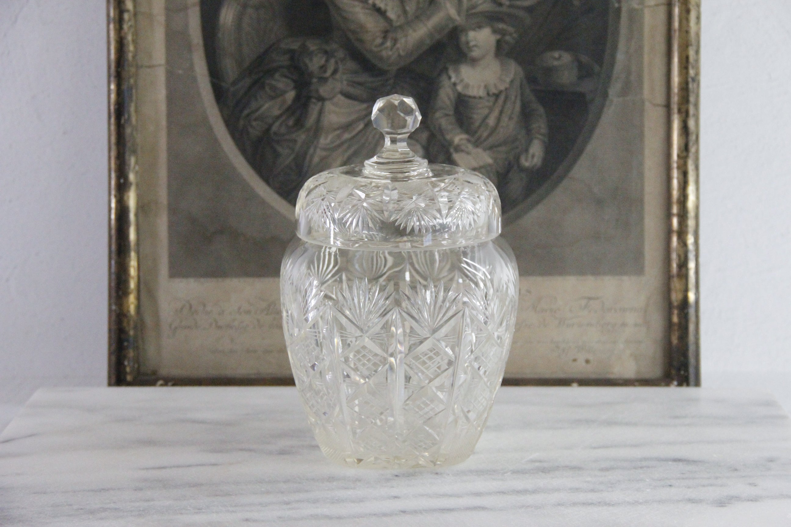 Antique Cut Crystal Biscuit Jar | Lidded Storage Vessel  Debra Hall Lifestyle