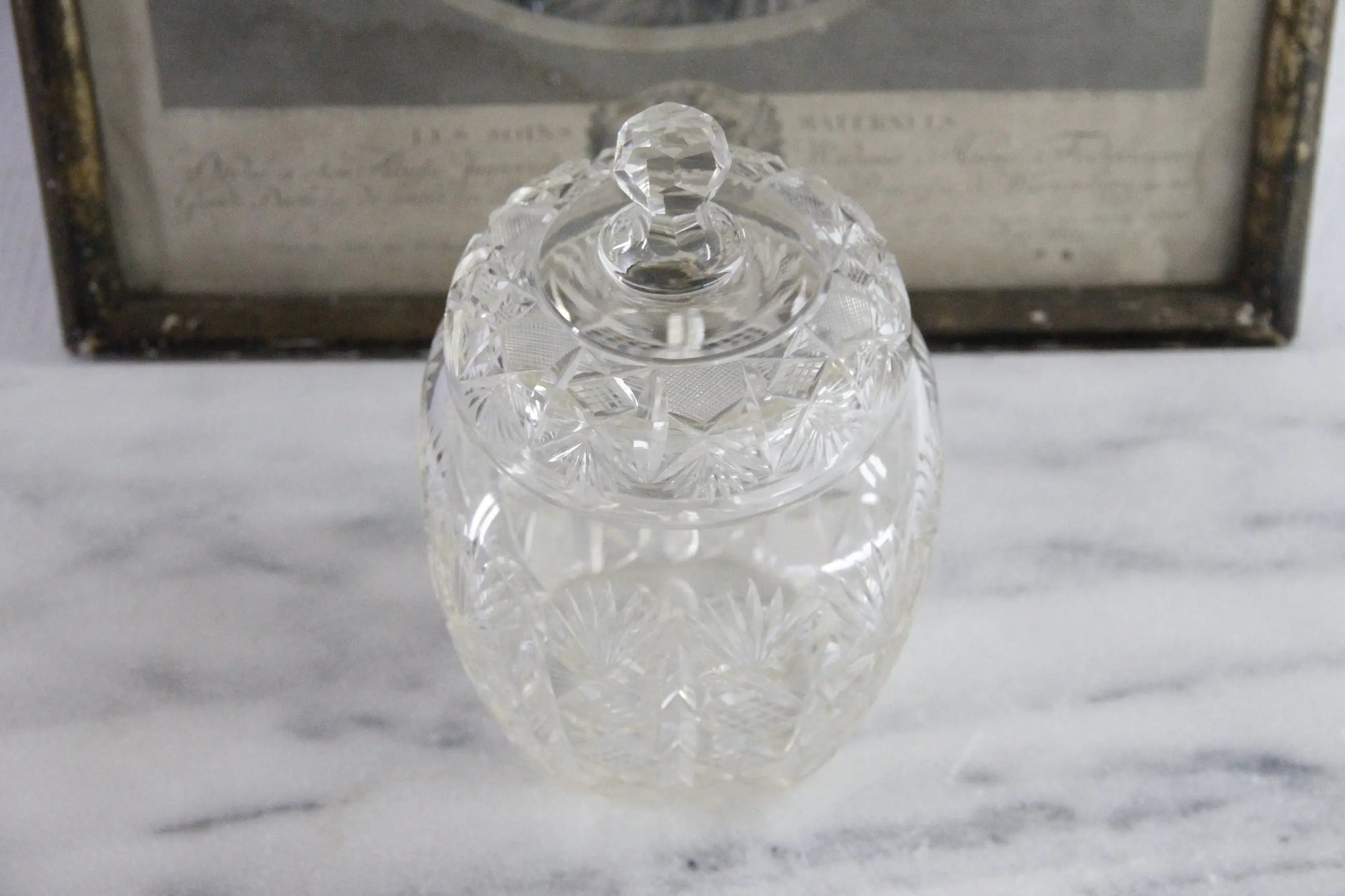 Antique Cut Crystal Biscuit Jar | Lidded Storage Vessel  Debra Hall Lifestyle
