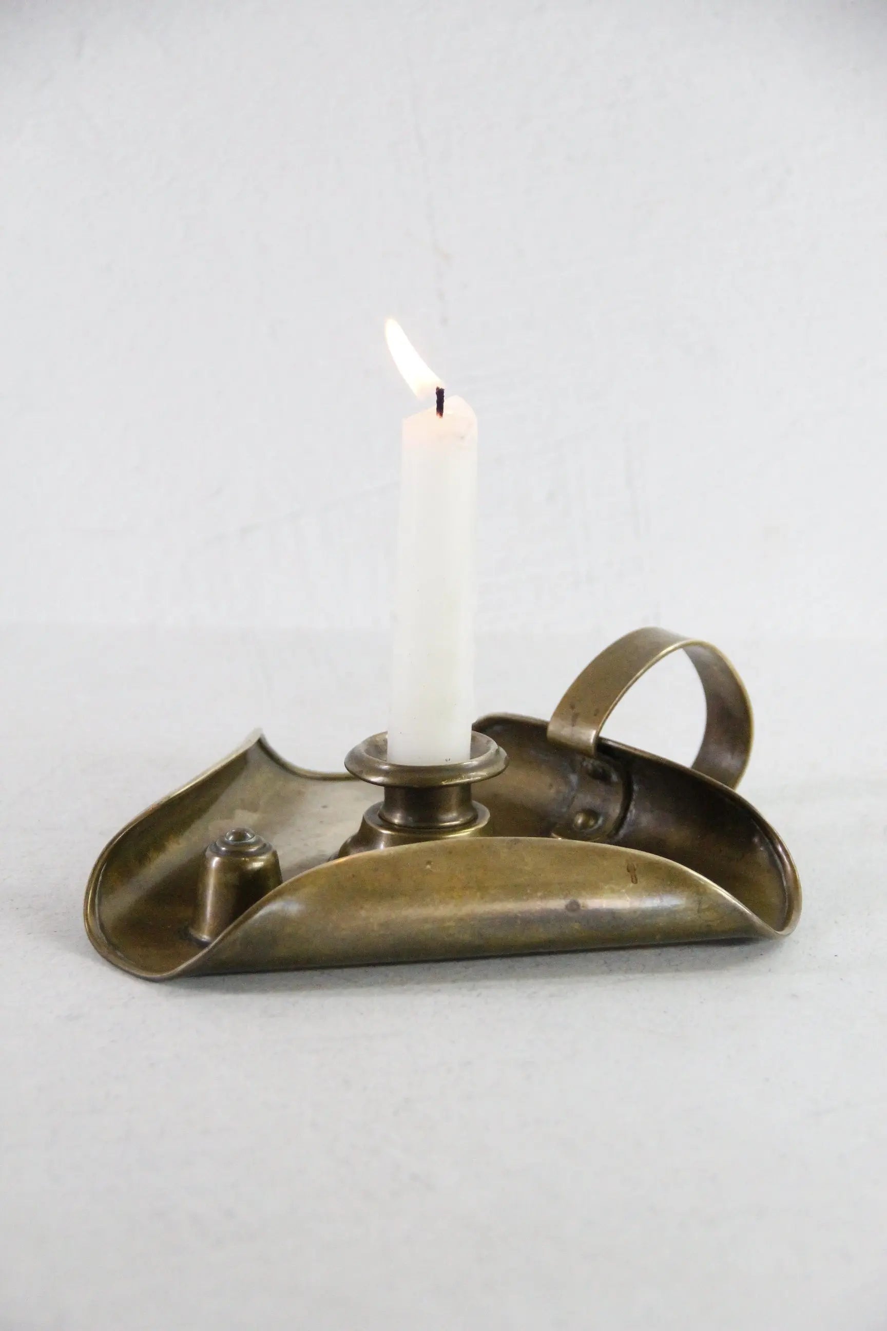 Antique English Chamberstick | 19th C. Brass Arts & Crafts Candle Holder  Debra Hall Lifestyle