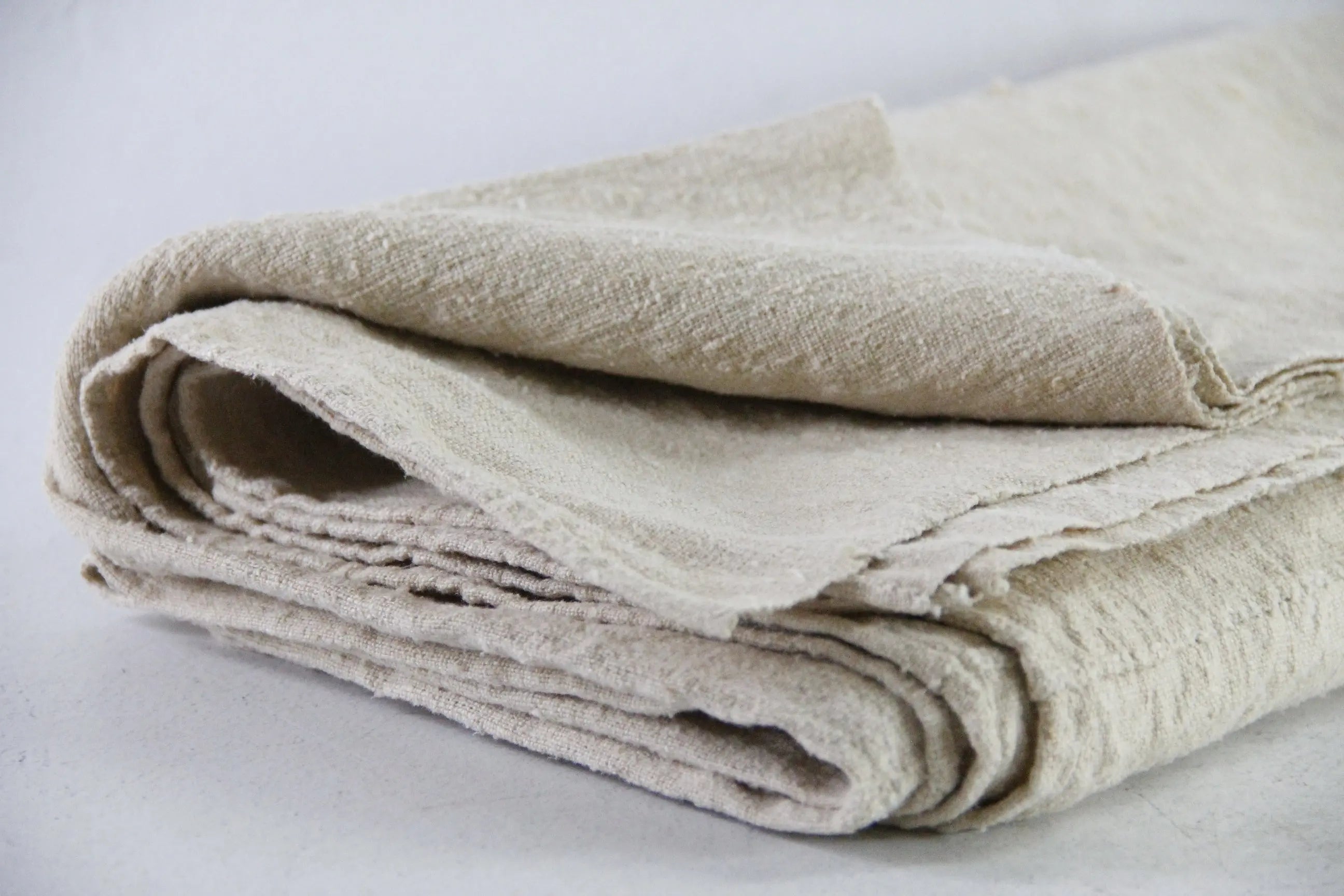 Antique French Linen Sheet | 19th Century Homespun Flax Textile  Debra Hall Lifestyle