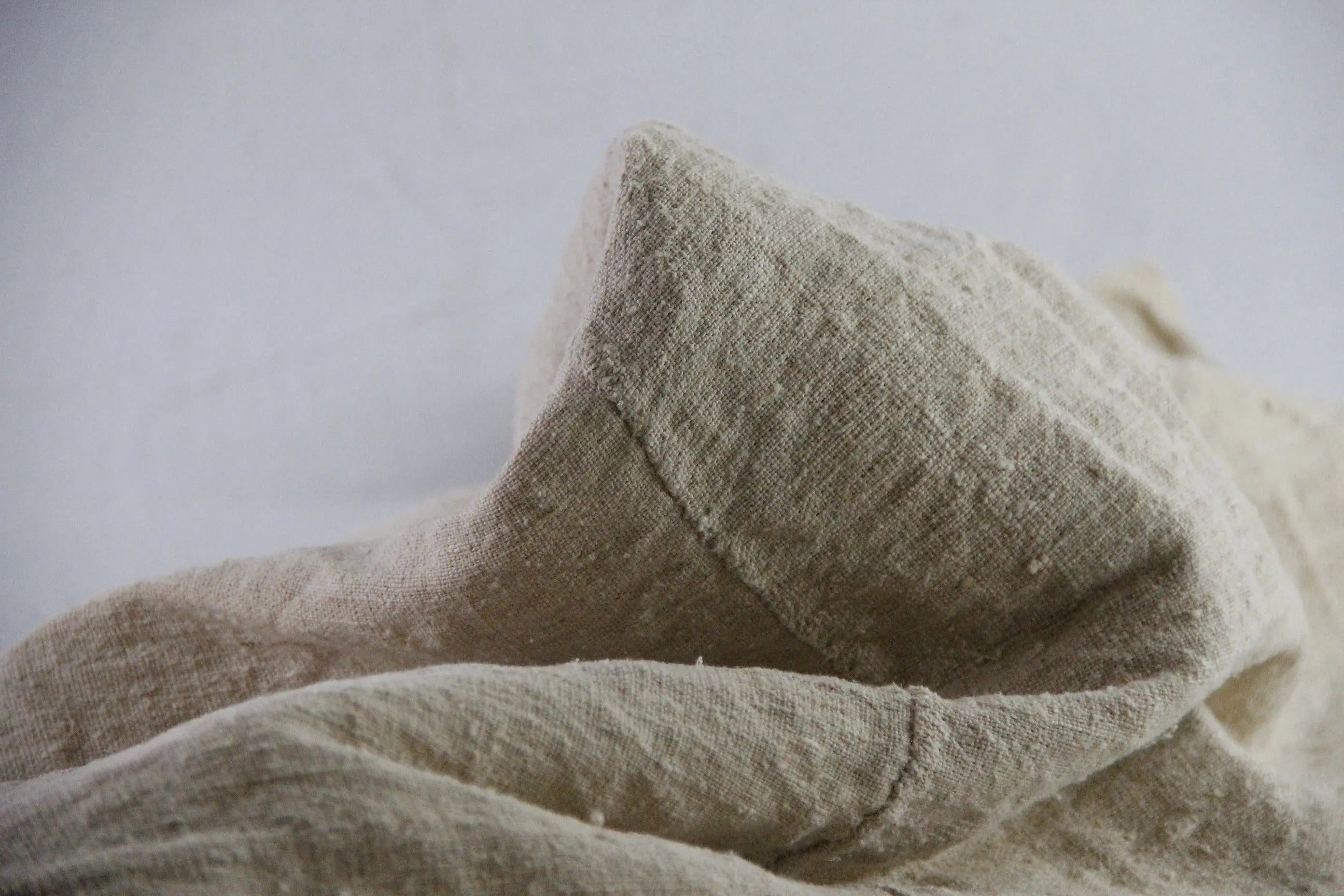 Antique French Linen Sheet | 19th Century Homespun Flax Textile  Debra Hall Lifestyle