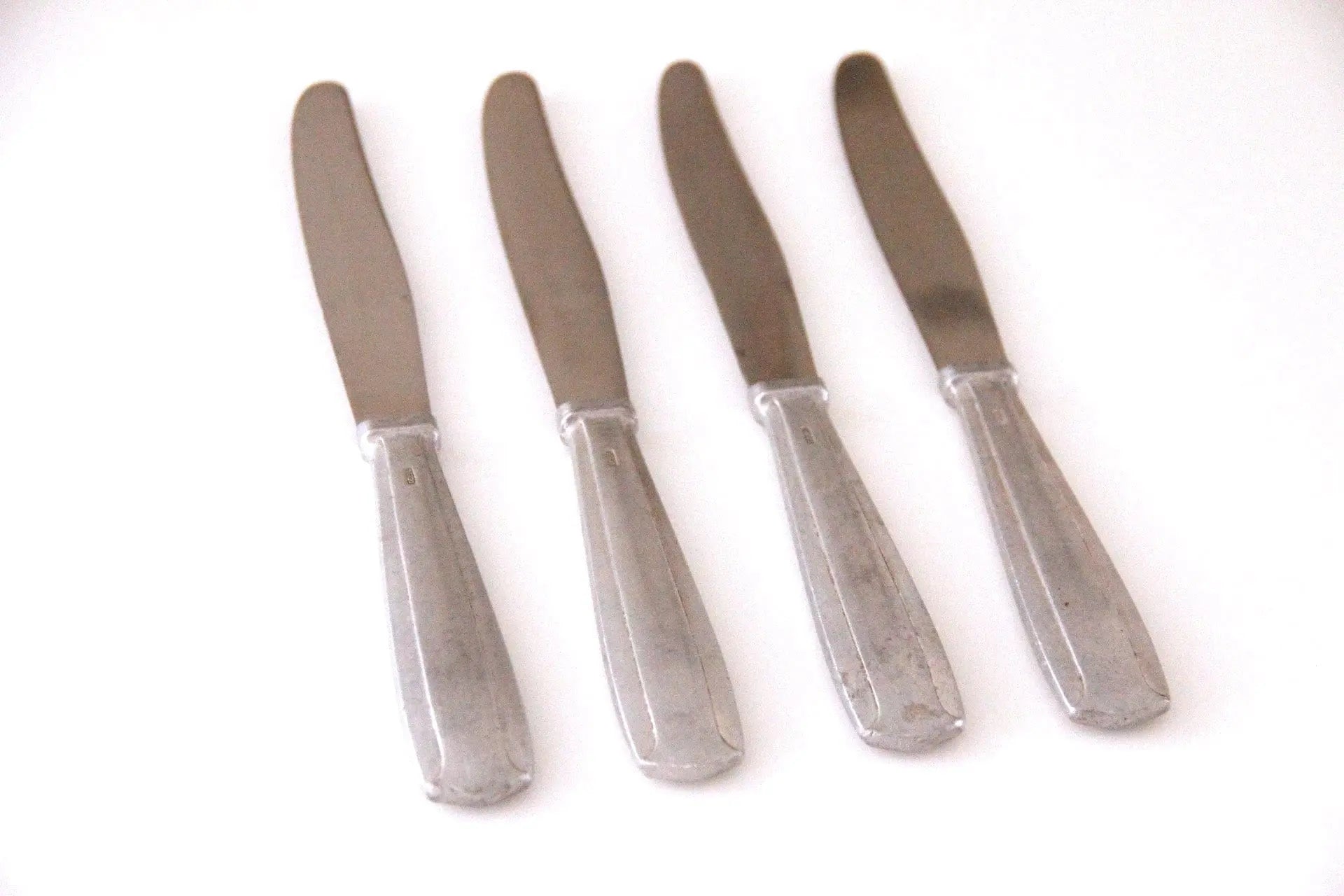 Antique French Nickel Dinner Knife |  Flatware 4 Pc. Hotel  Debra Hall Lifestyle