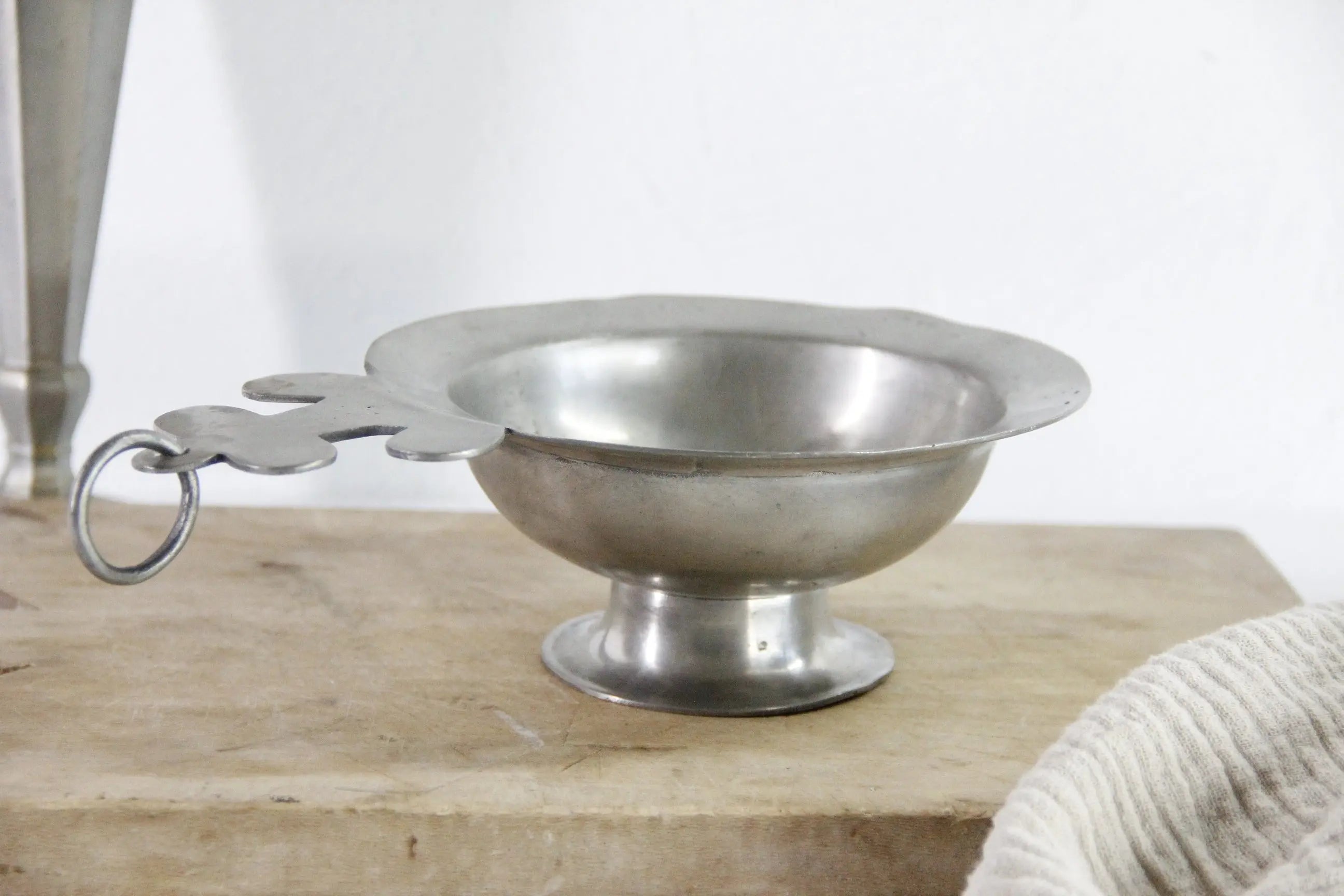 Antique French Pewter Scoop Porringer With Hang Ring | Stamped  Debra Hall Lifestyle