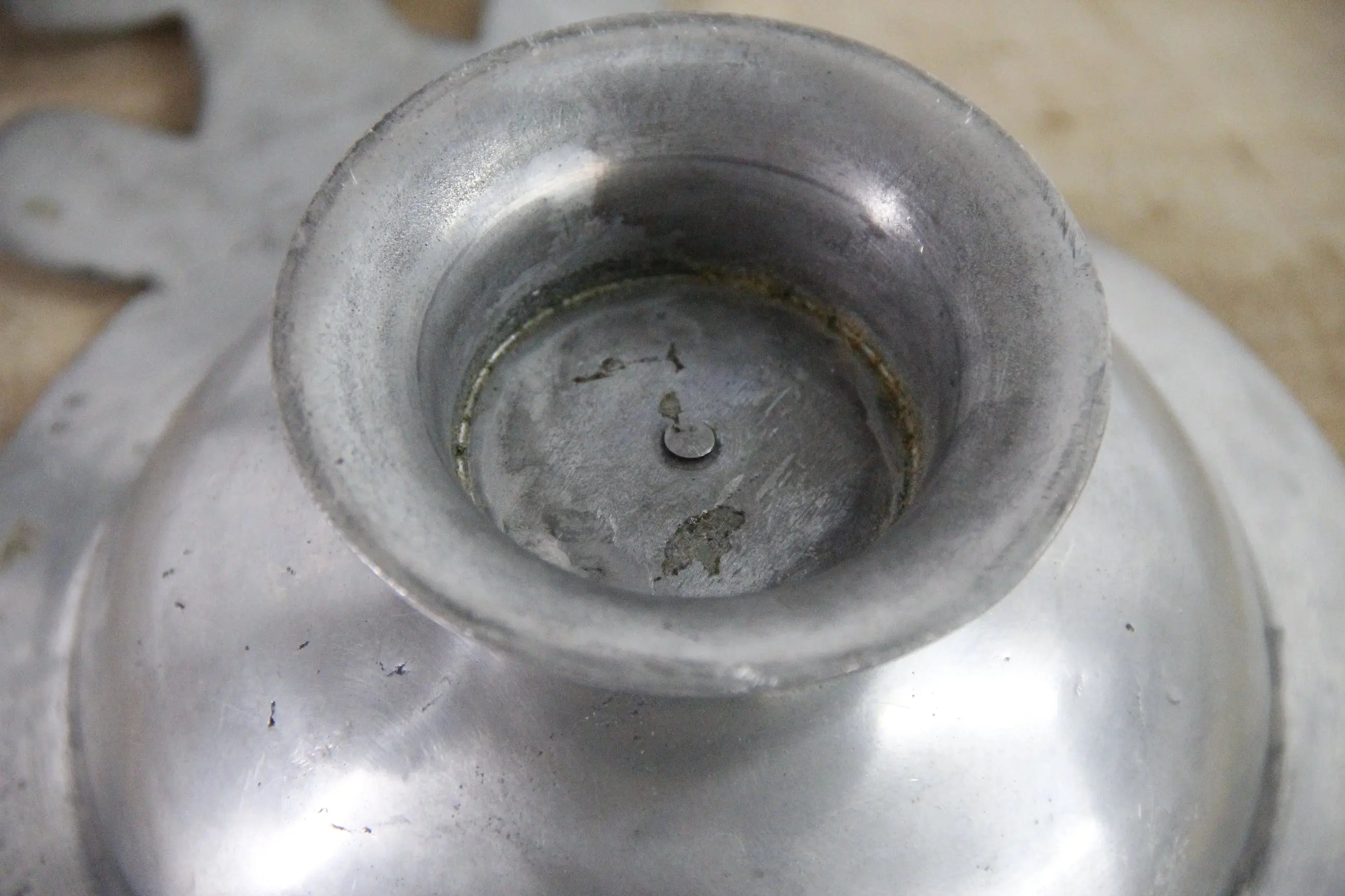 Antique French Pewter Scoop Porringer With Hang Ring | Stamped  Debra Hall Lifestyle