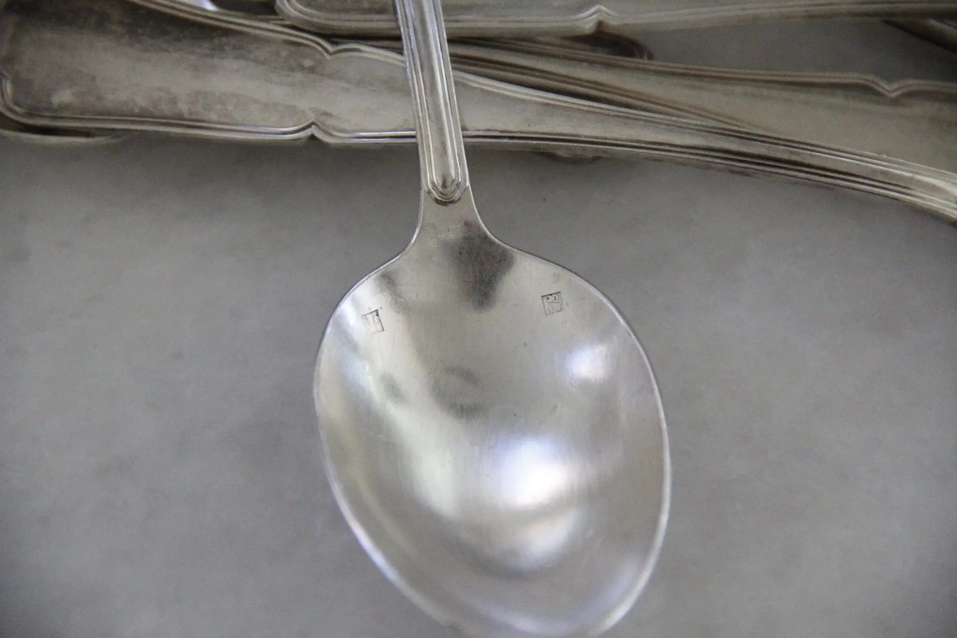 Antique French Silver Tablespoon | Flatware 4 Pcs.  Debra Hall Lifestyle