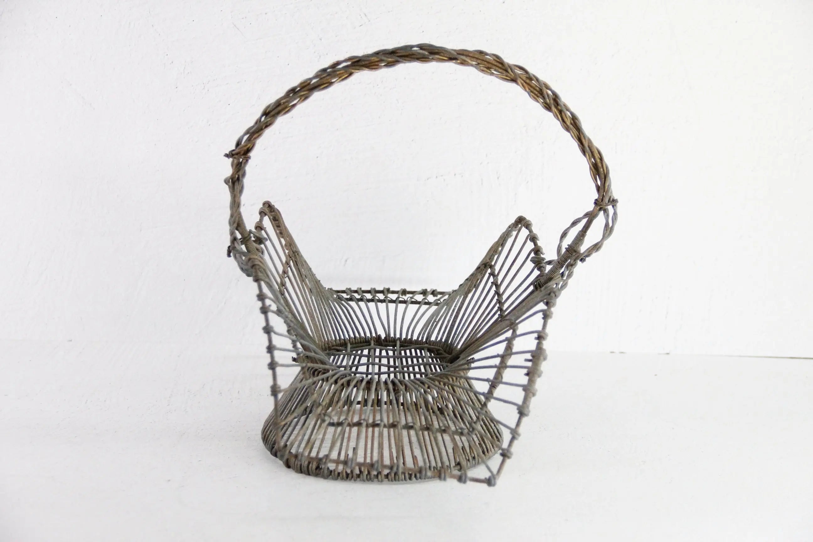 Antique French Wire Basket | Heavy Twisted Metal-Garden  Debra Hall Lifestyle