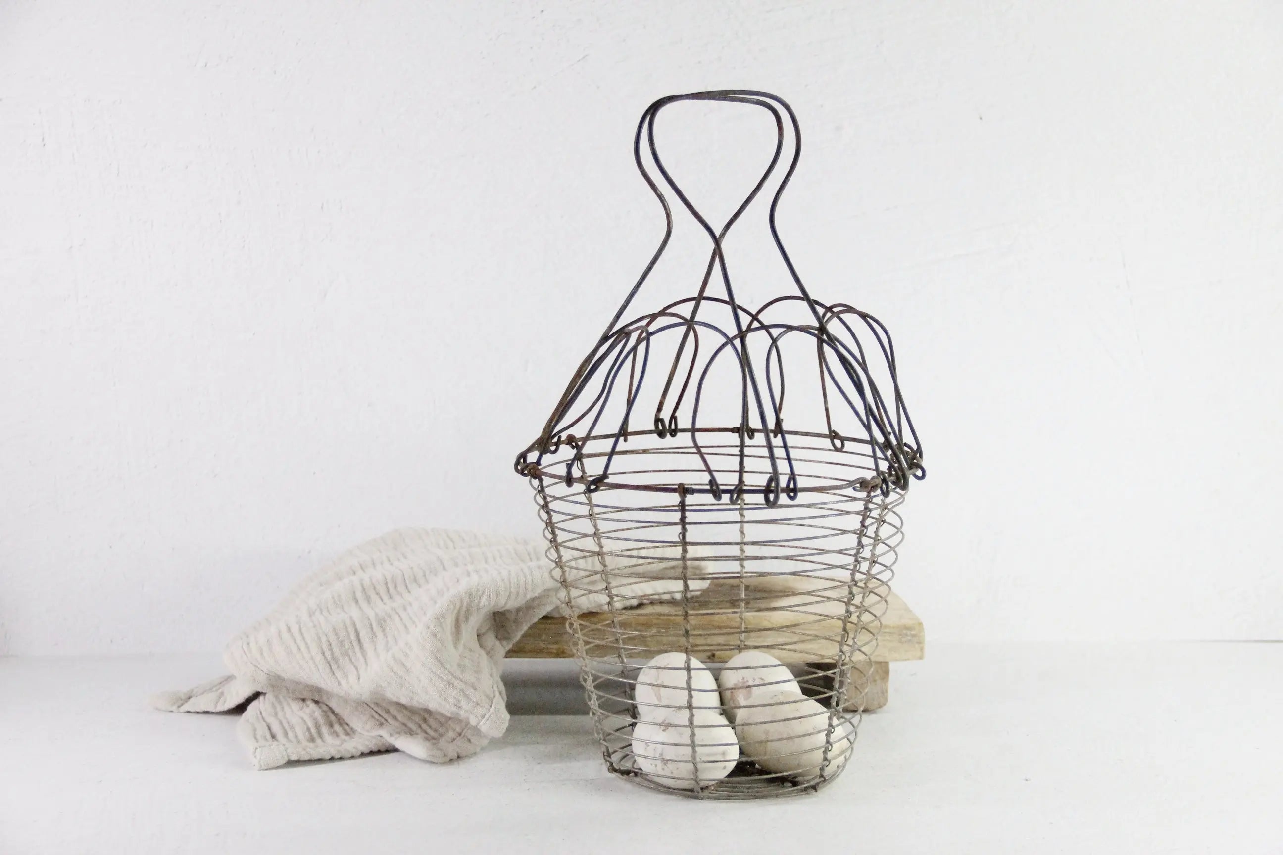 Antique French Wire Egg Basket | Collapsable with Handle  Debra Hall Lifestyle