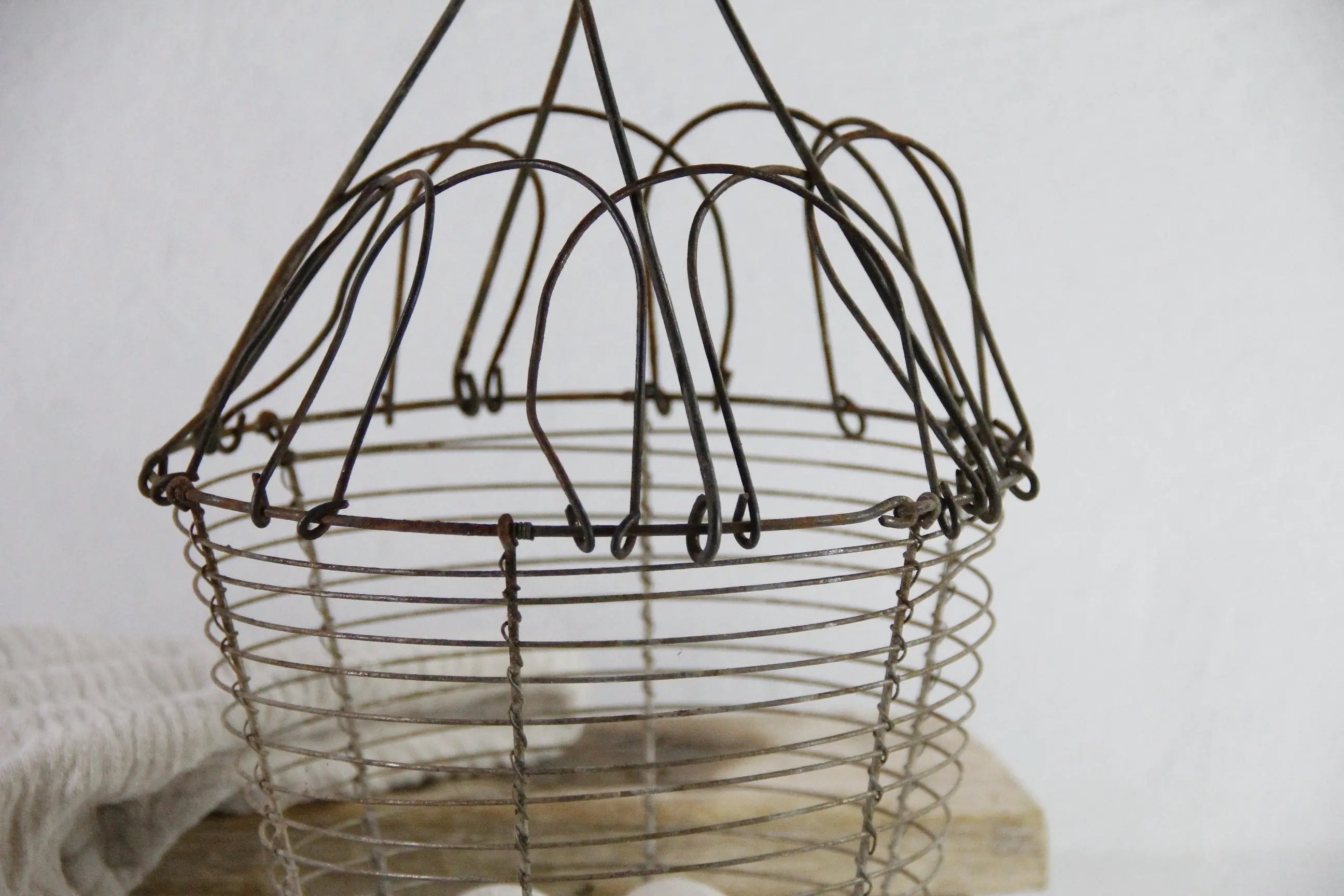 Antique French Wire Egg Basket | Collapsable with Handle  Debra Hall Lifestyle