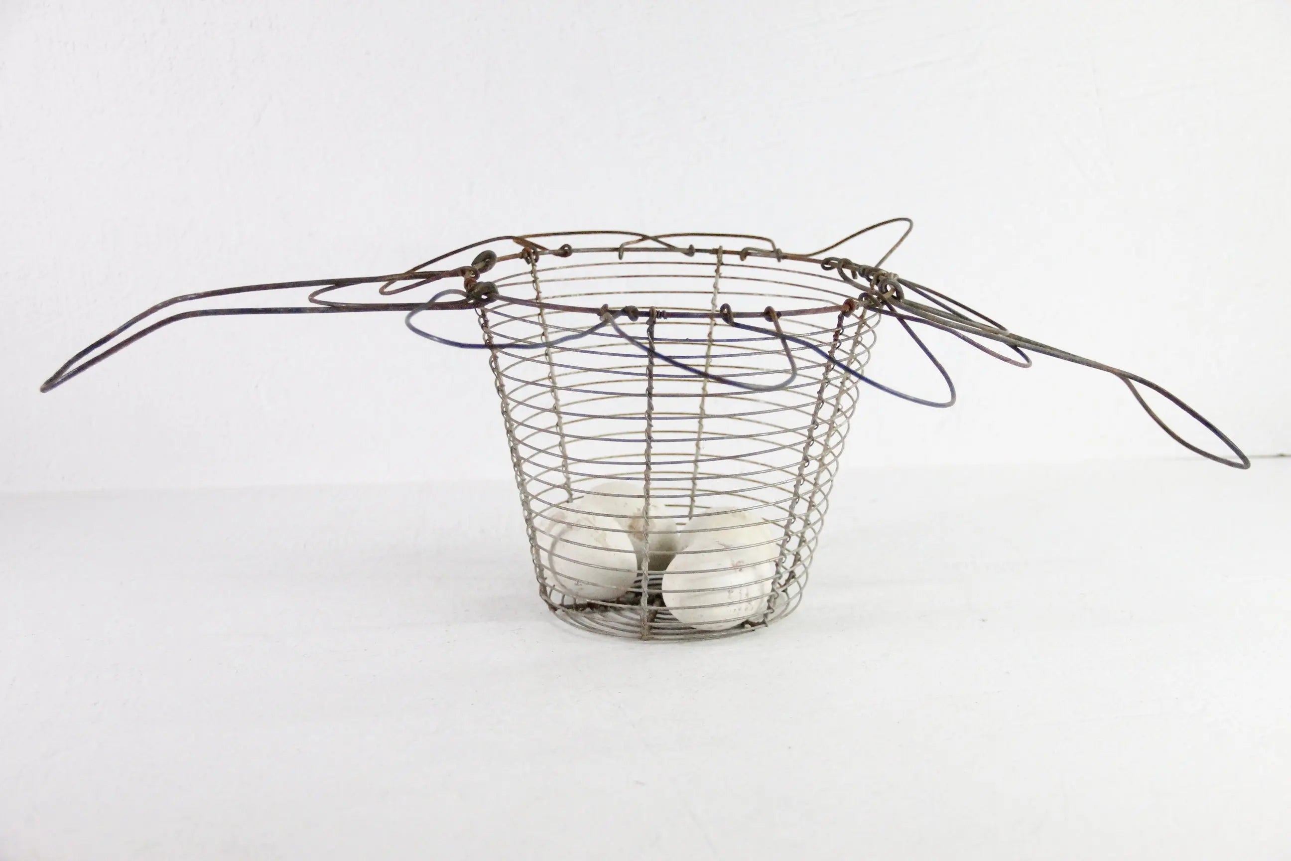 Antique French Wire Egg Basket | Collapsable with Handle  Debra Hall Lifestyle
