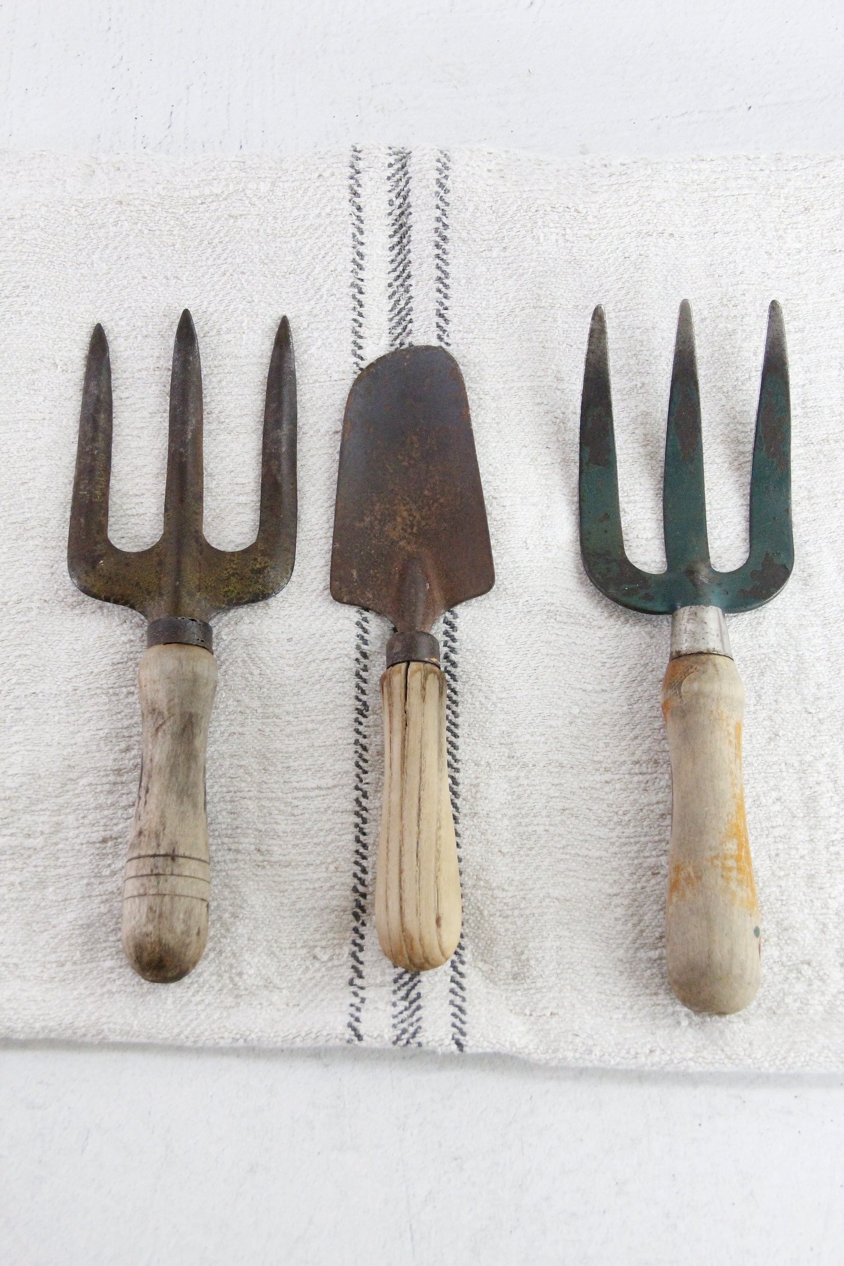 Antique Garden Tools | Assorted European Hand Forks & Trowel  Debra Hall Lifestyle