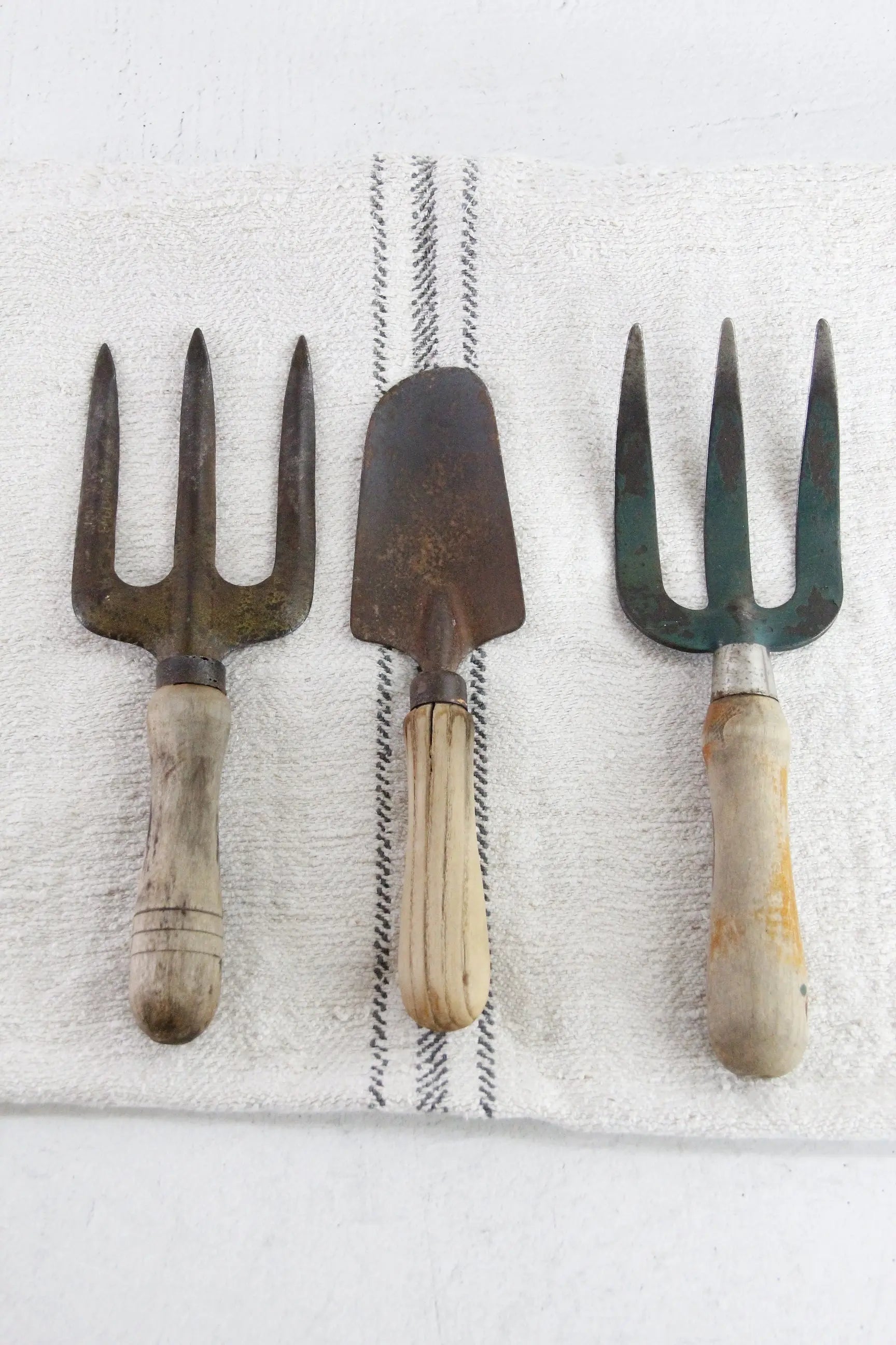 Antique Garden Tools | Assorted European Hand Forks & Trowel  Debra Hall Lifestyle
