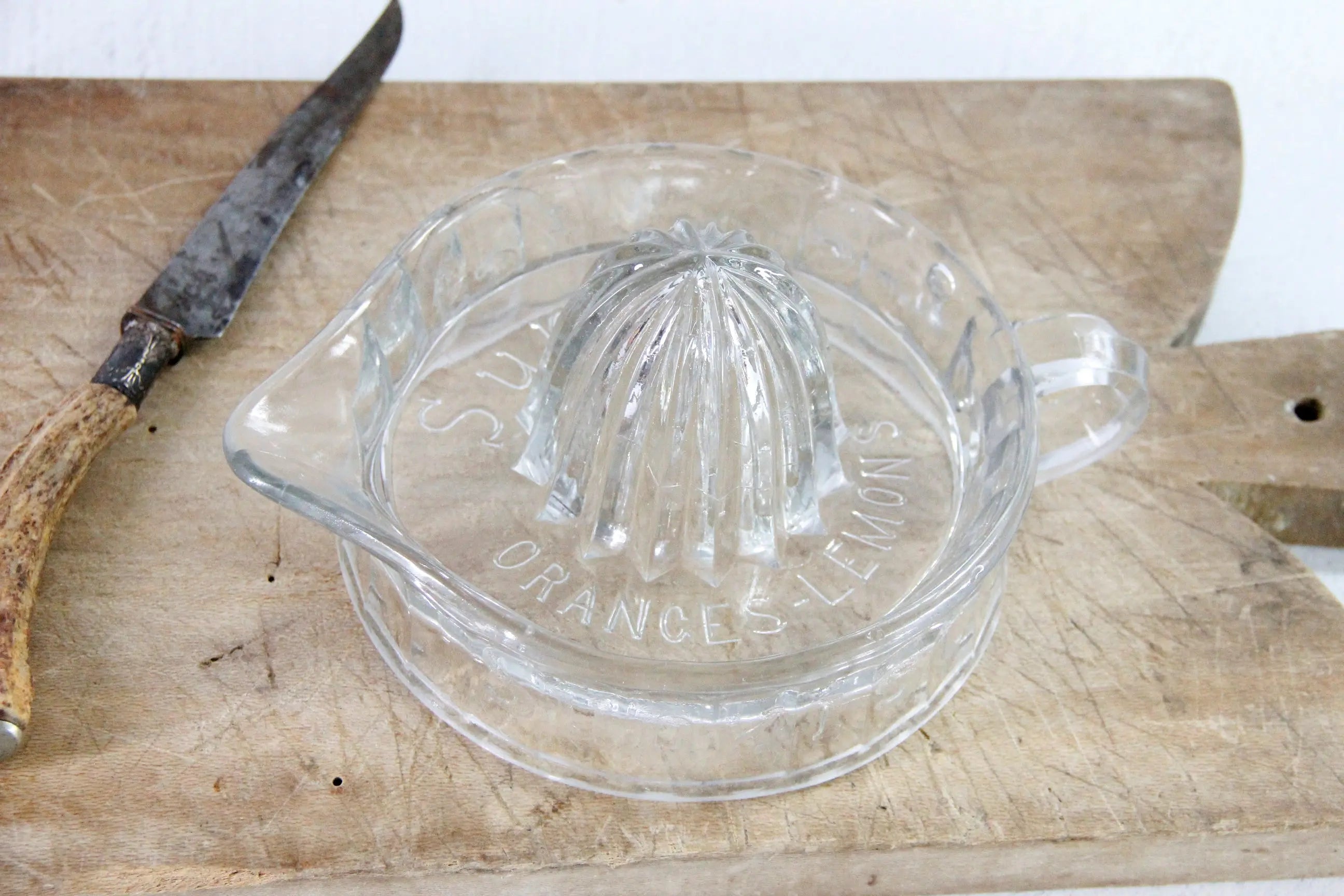Antique Glass Juicer Sunkist Clear Hand Reamer| Large