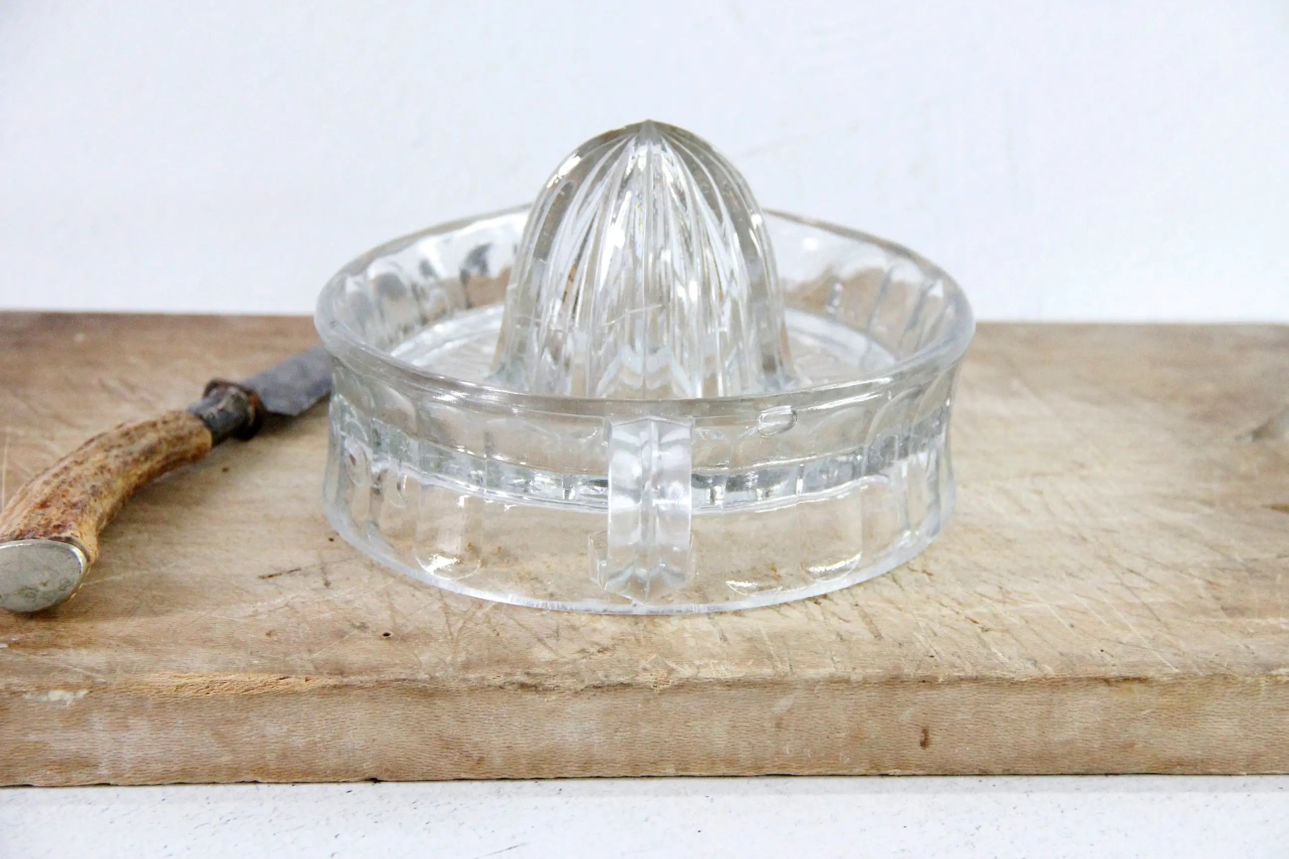 Antique Glass Juicer Sunkist Clear Hand Reamer| Large
