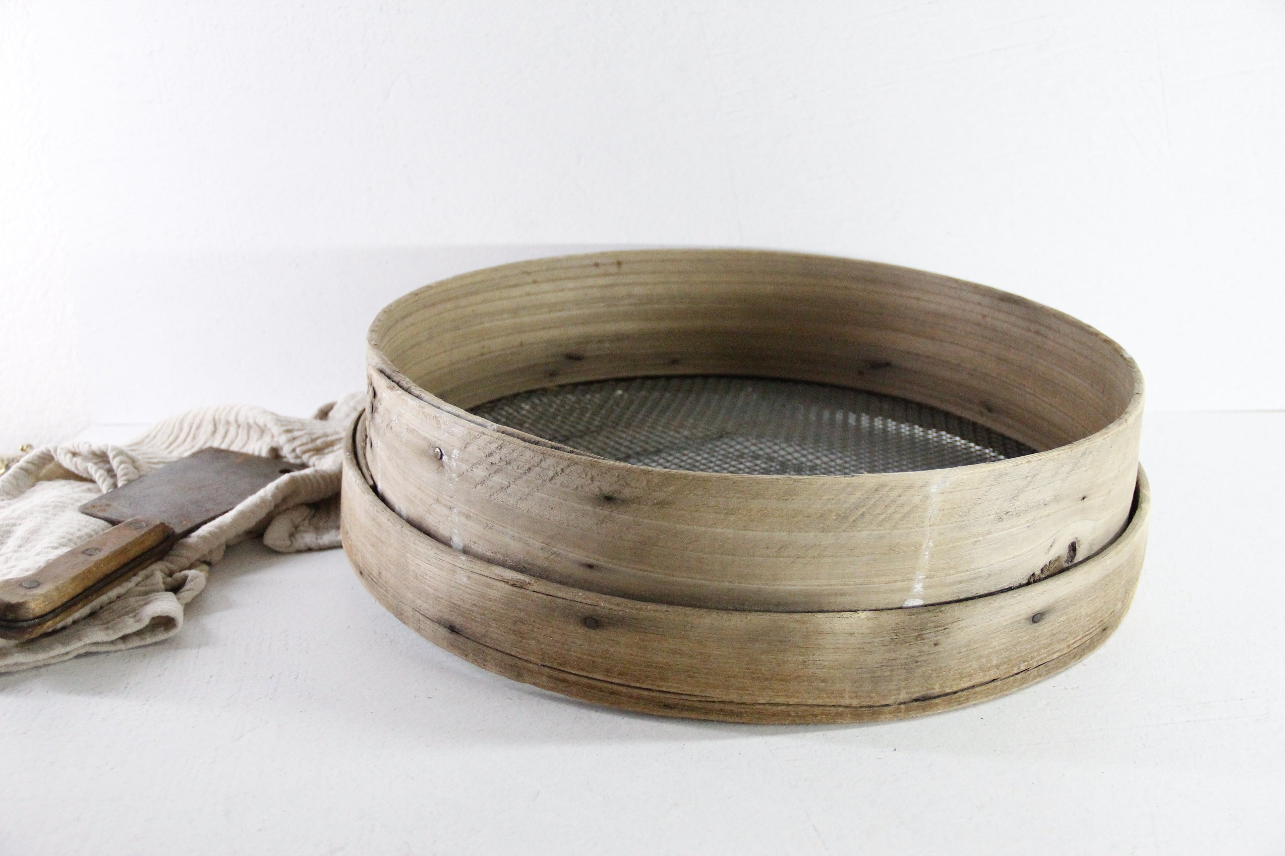 Antique Grain Sifter | French Bentwood Flour Sieve XL  Debra Hall Lifestyle