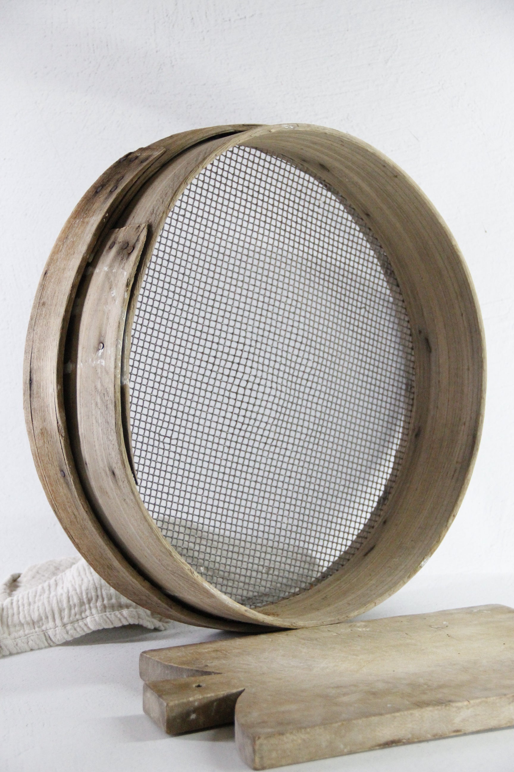 Antique Grain Sifter | French Bentwood Flour Sieve XL  Debra Hall Lifestyle