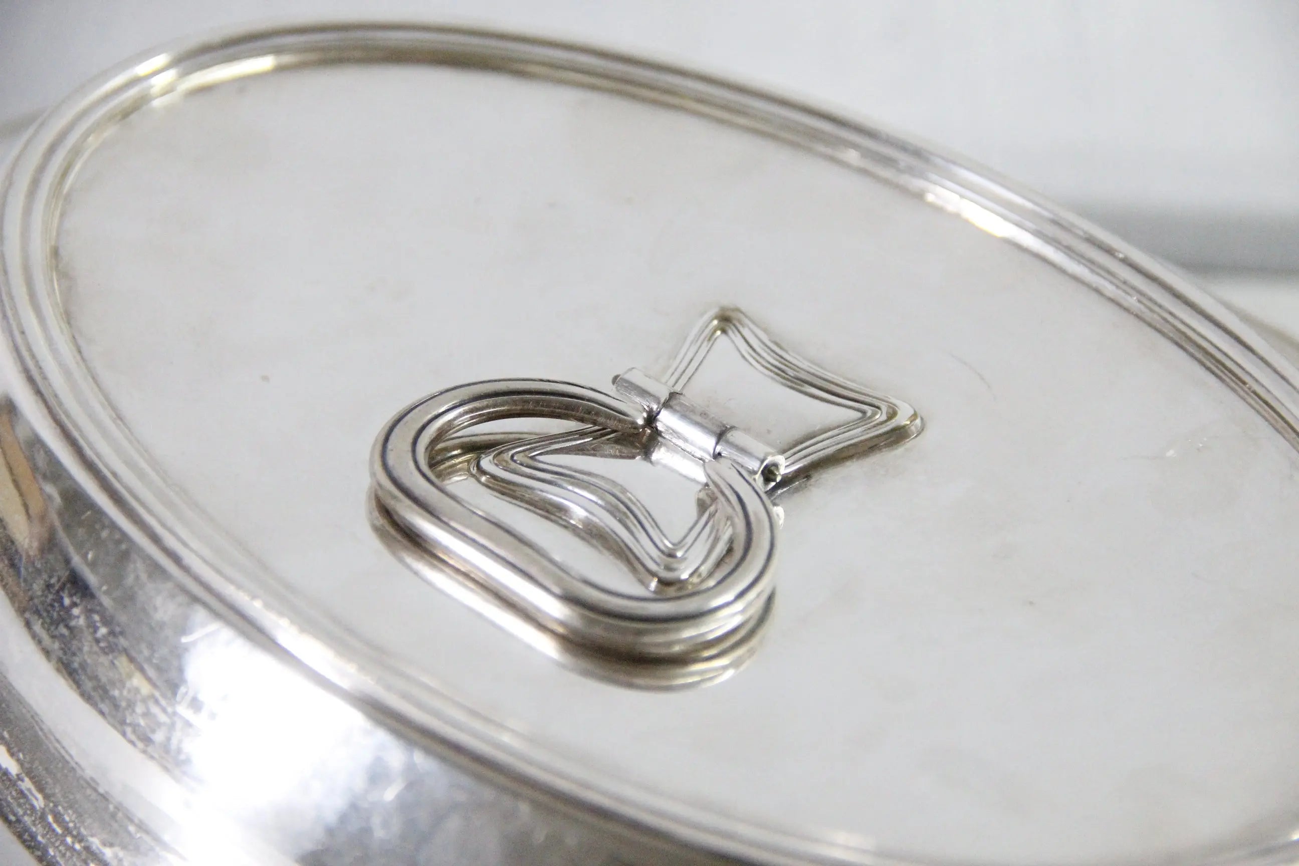 Antique Hotel Silver Soldered Covered Dish Gorham | Folding Handle