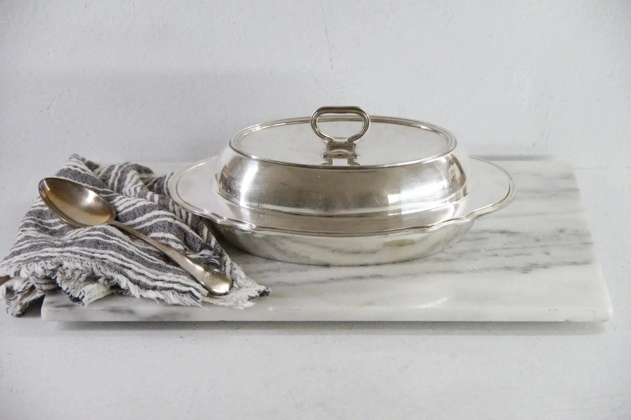Antique Hotel Silver Soldered Covered Dish Gorham | Folding Handle