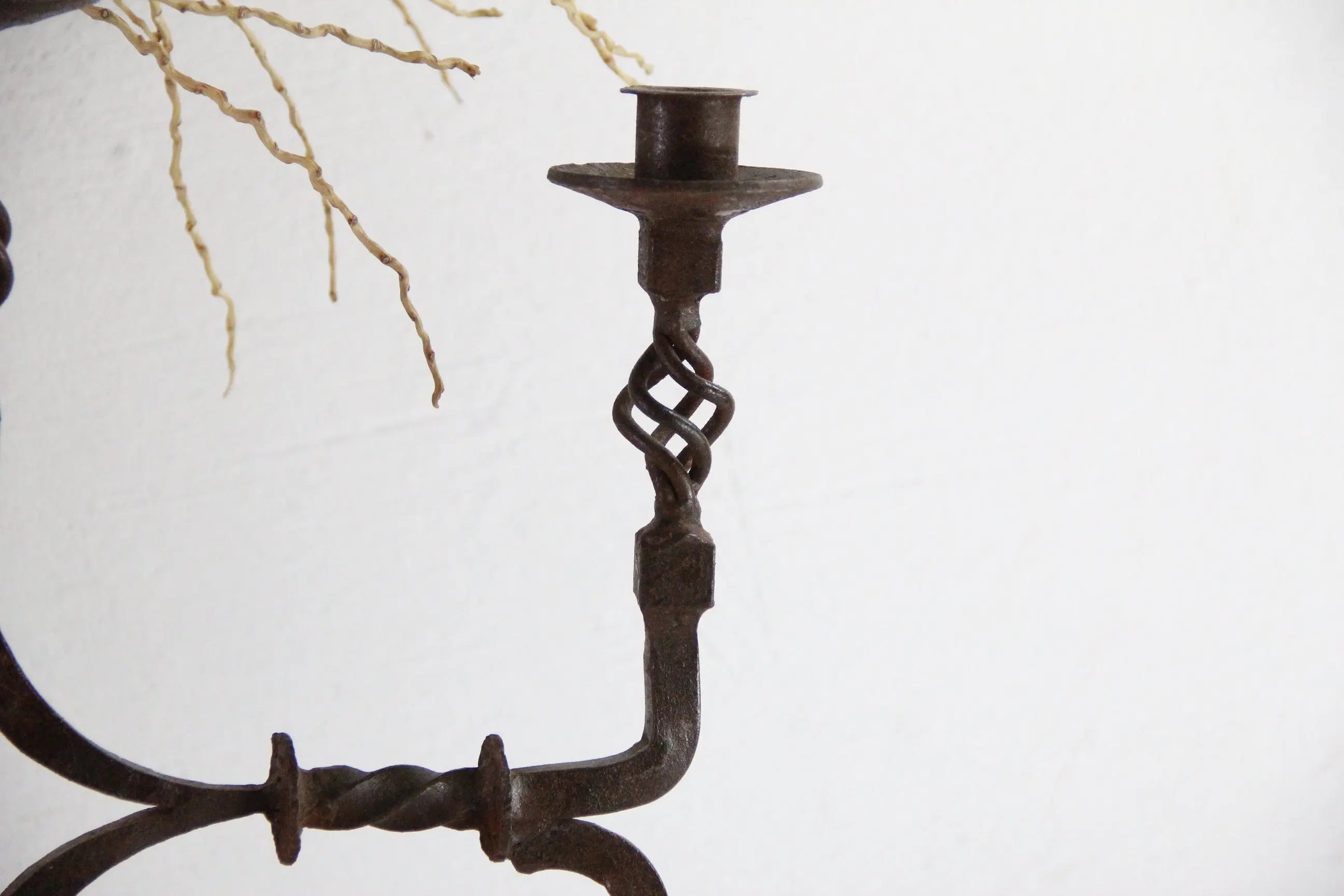 Antique Iron Candelabra | Large Rustic Three Arm  Debra Hall Lifestyle