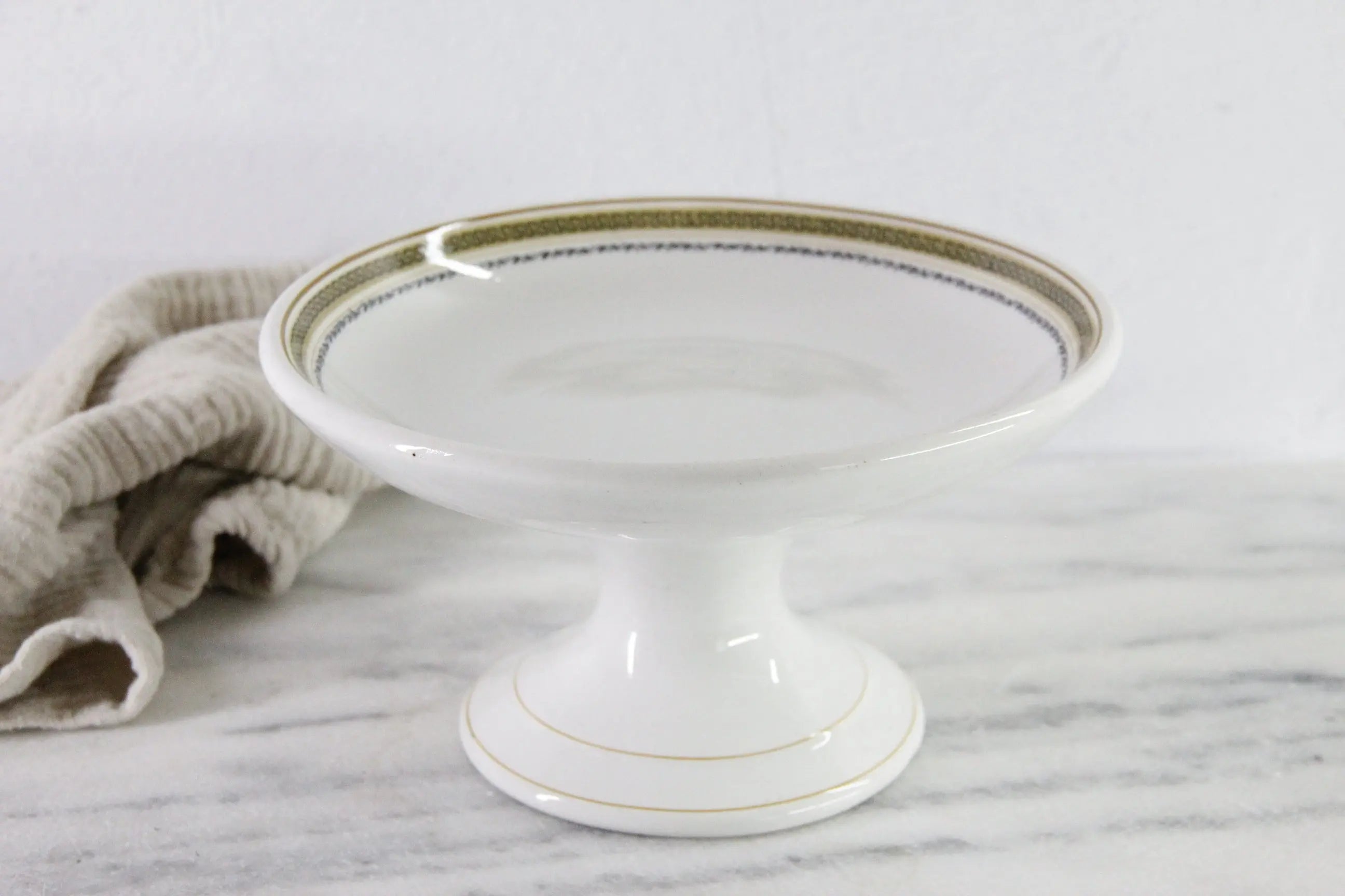 Antique Ironstone Compote | English White Hotel Ware