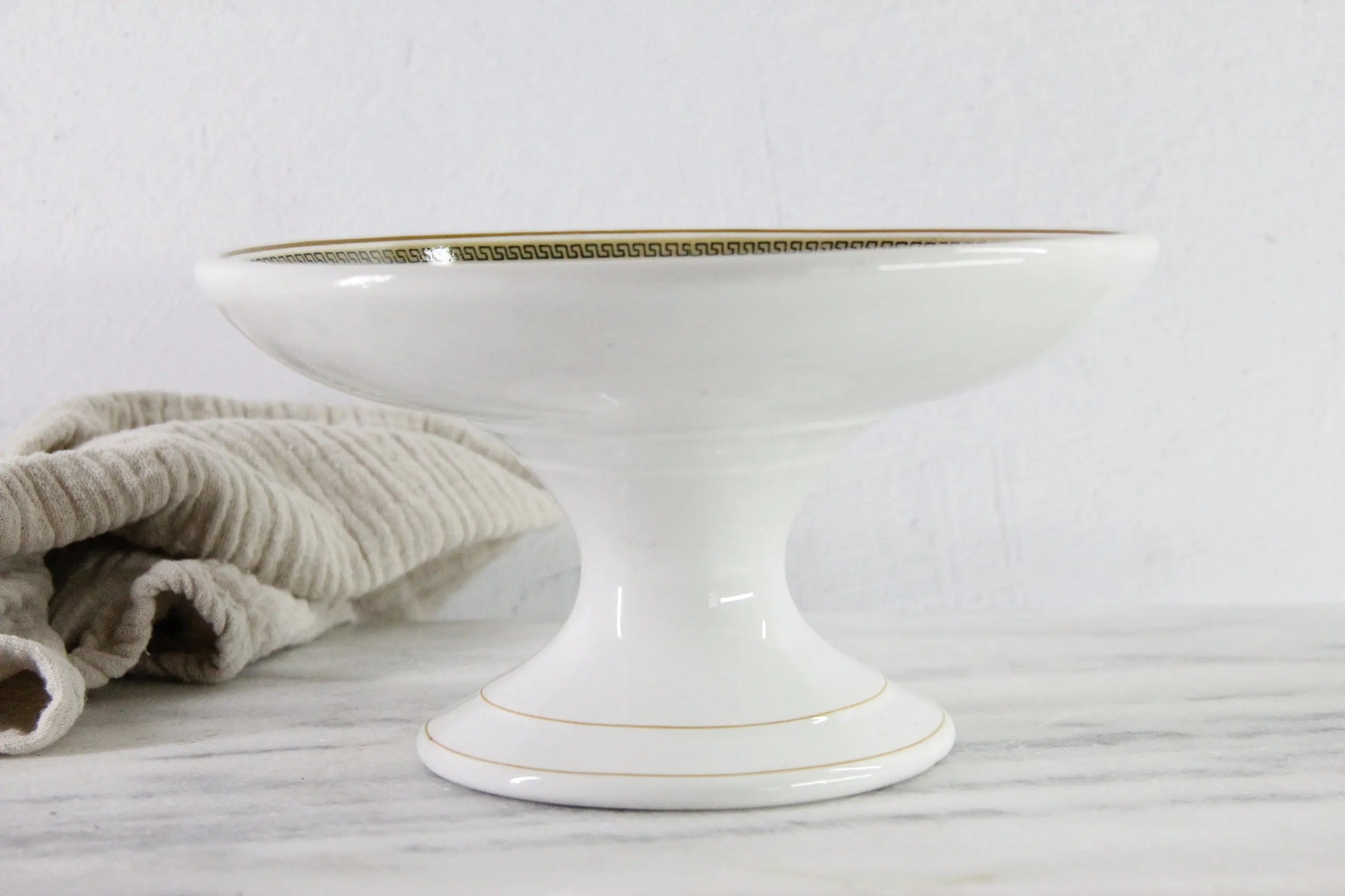 Antique Ironstone Compote | English White Hotel Ware