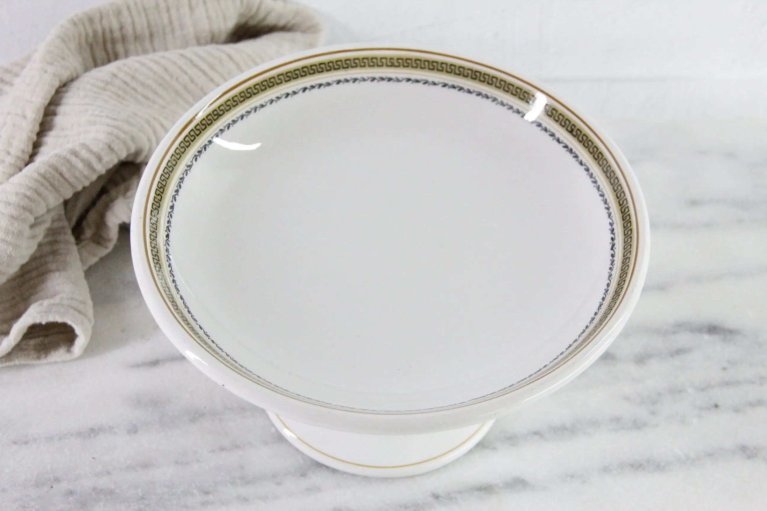 Antique Ironstone Compote | English White Hotel Ware