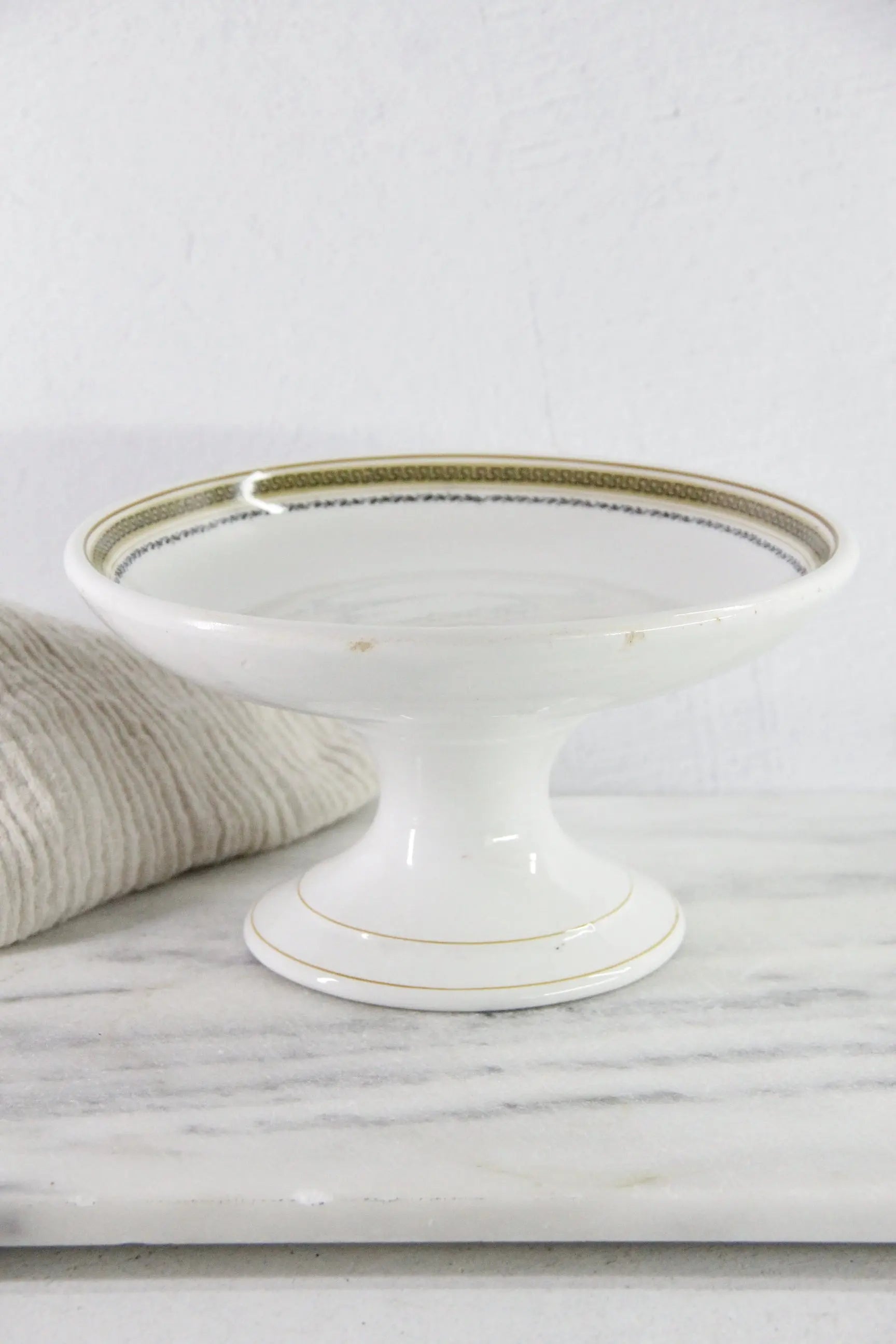 Antique Ironstone Compote | English White Hotel Ware