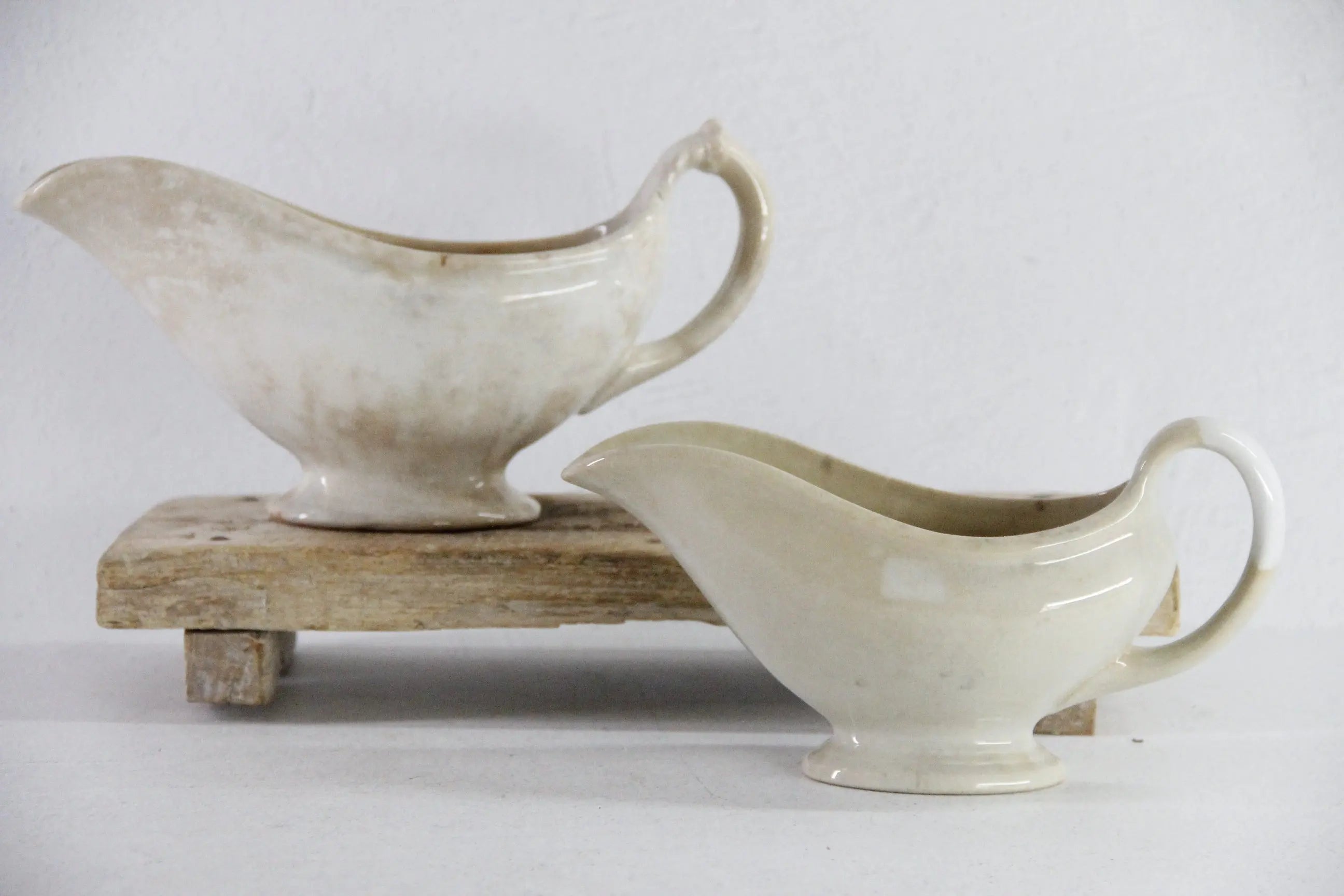 Antique Ironstone Gravy Boat | 19th Century White with Crazing  Debra Hall Lifestyle