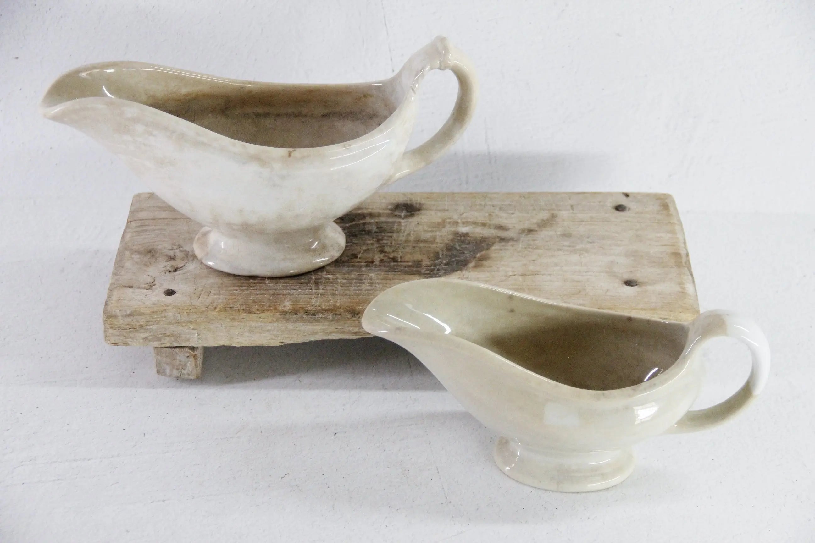 Antique Ironstone Gravy Boat | 19th Century White with Crazing  Debra Hall Lifestyle