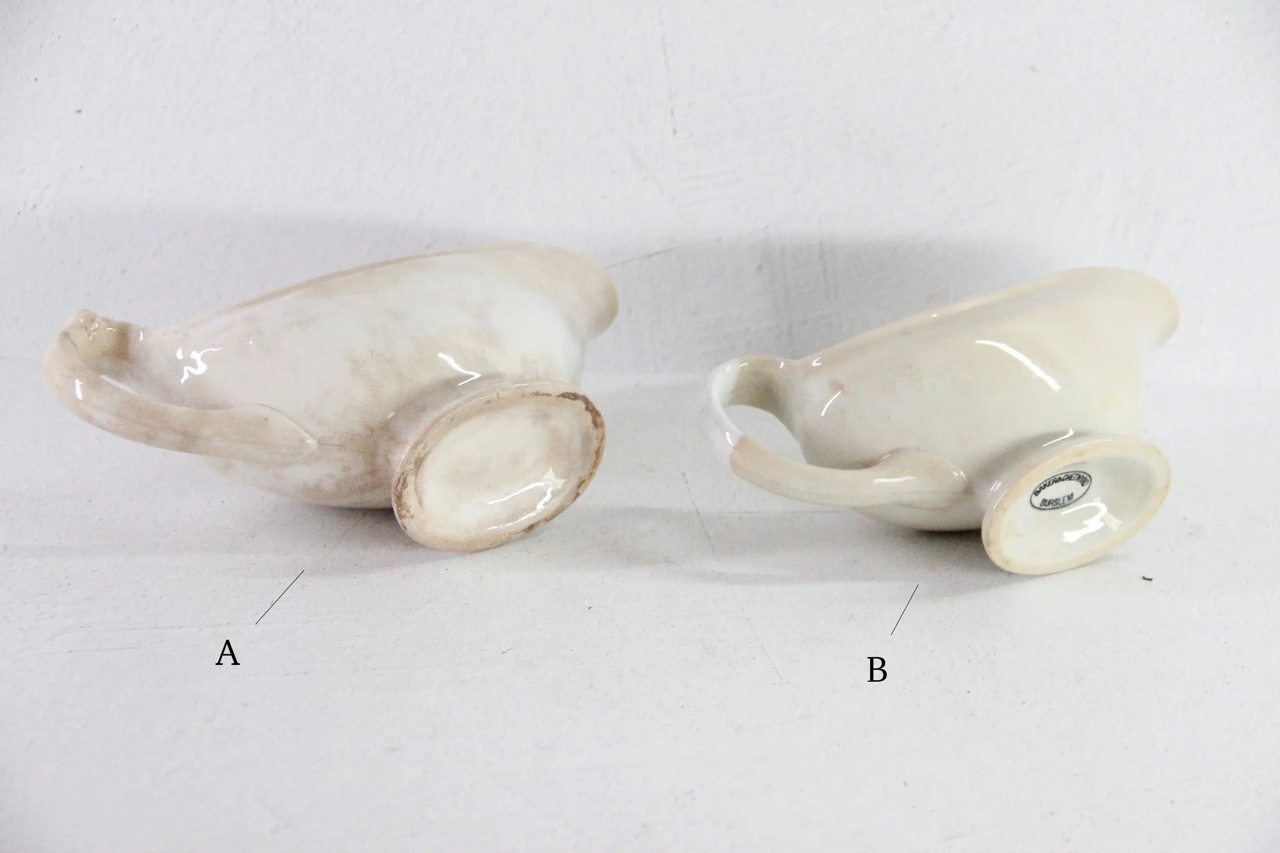 Antique Ironstone Gravy Boat | 19th Century White with Crazing  Debra Hall Lifestyle