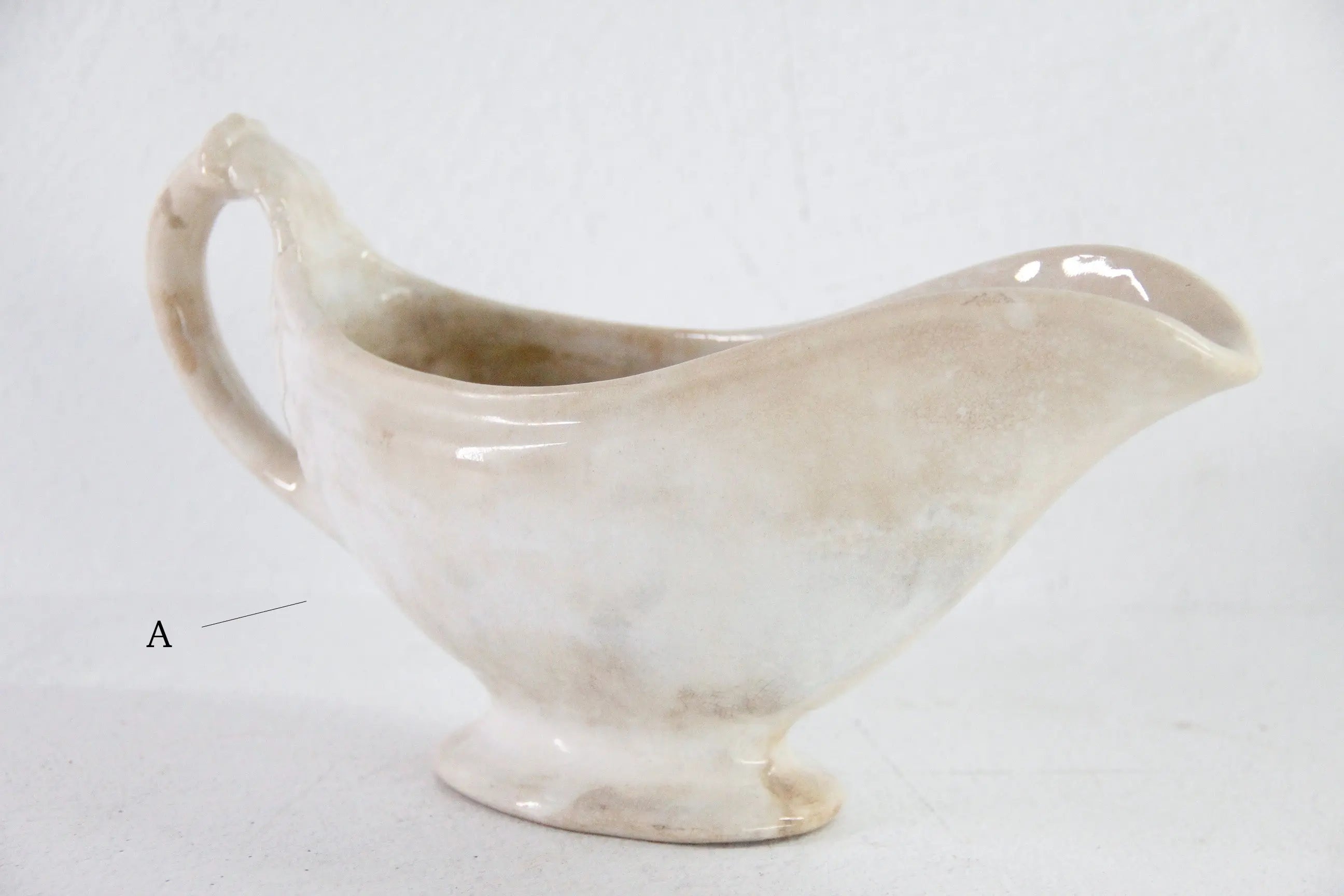 Antique Ironstone Gravy Boat | 19th Century White with Crazing  Debra Hall Lifestyle