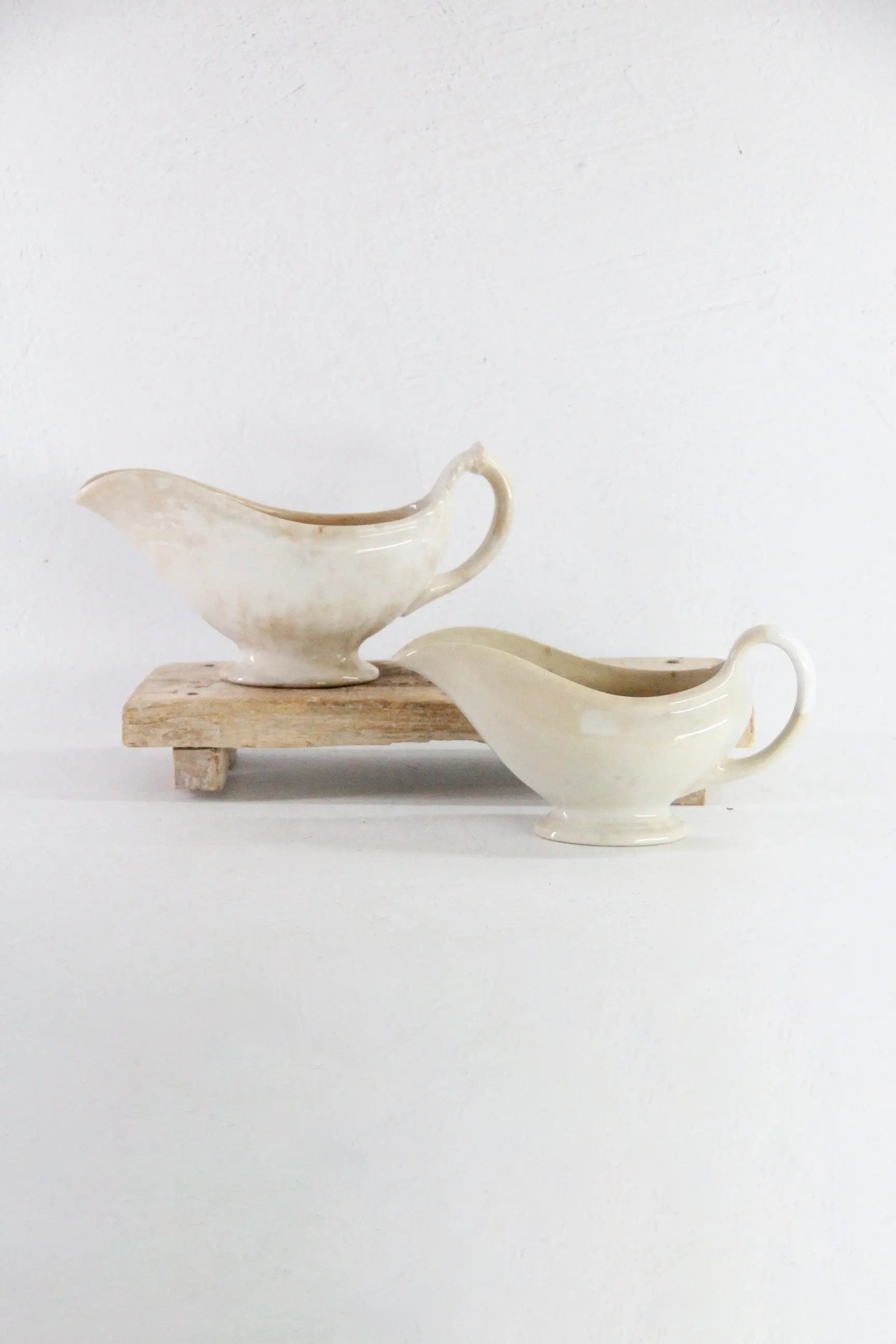 Antique Ironstone Gravy Boat | 19th Century White with Crazing  Debra Hall Lifestyle