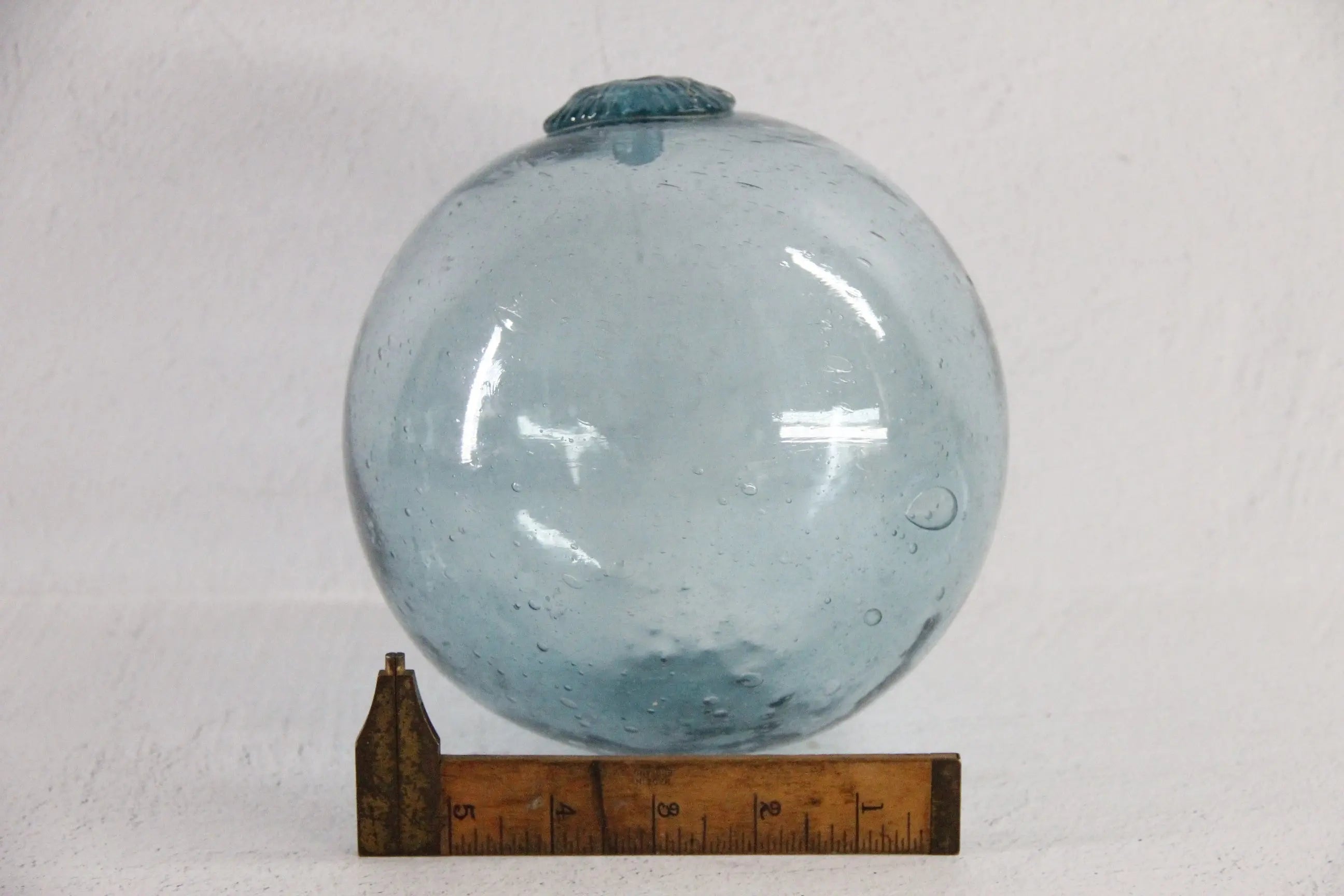 Antique Japanese Glass Fishing Float Buoy Hand Blown 23"  Debra Hall Lifestyle